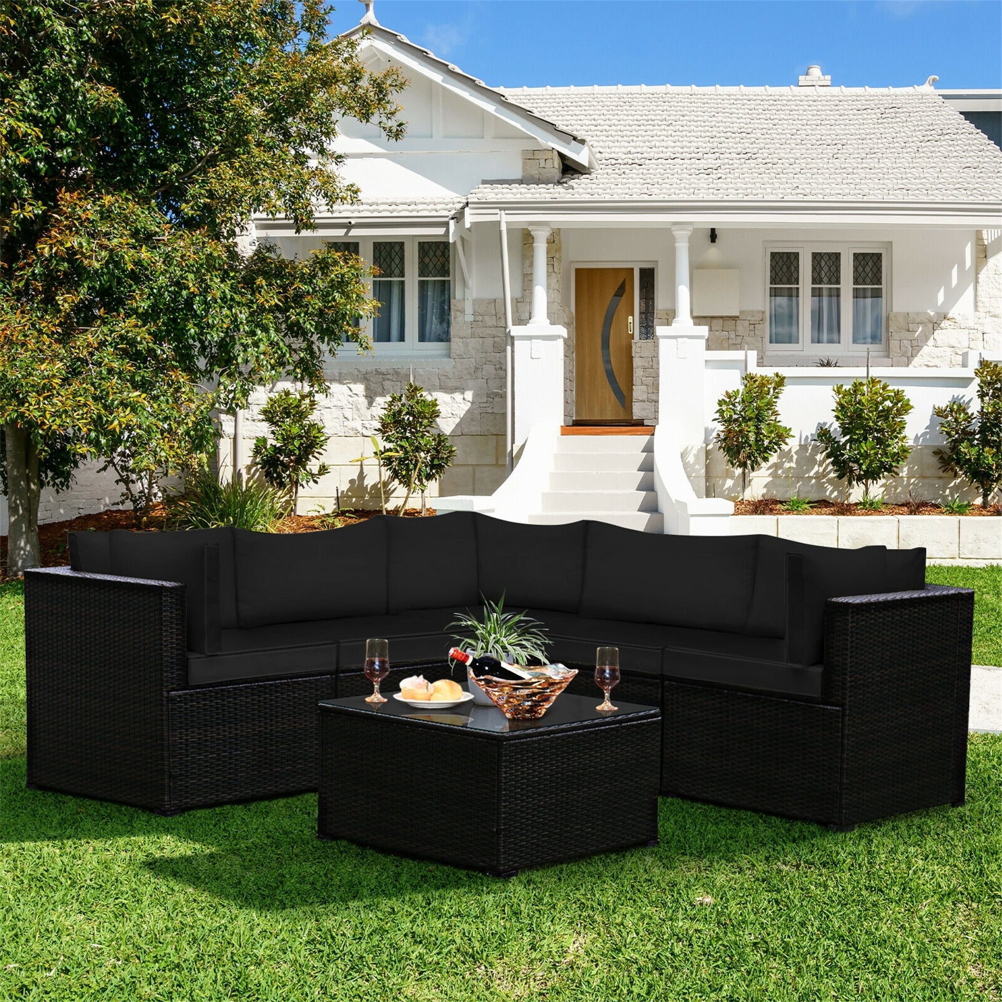 6-piece Patio Conversation Sofa Set Outdoor Furniture Set