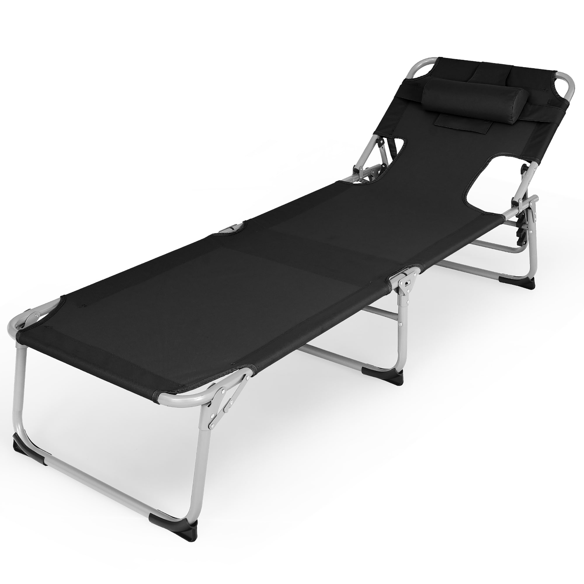 Beach Chaise Lounge Adjustable Sunbathing Chair With Face Cavity