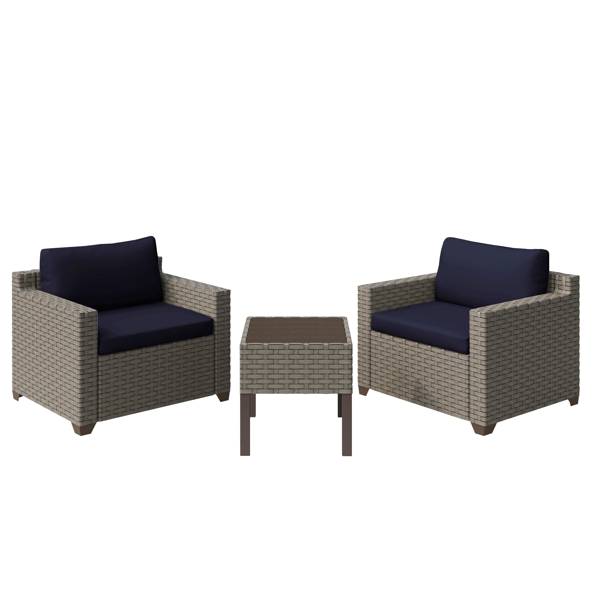 Keys 3-piece Outdoor Conversation Set With Club Chairs And End Table In Summer Fog Wicker