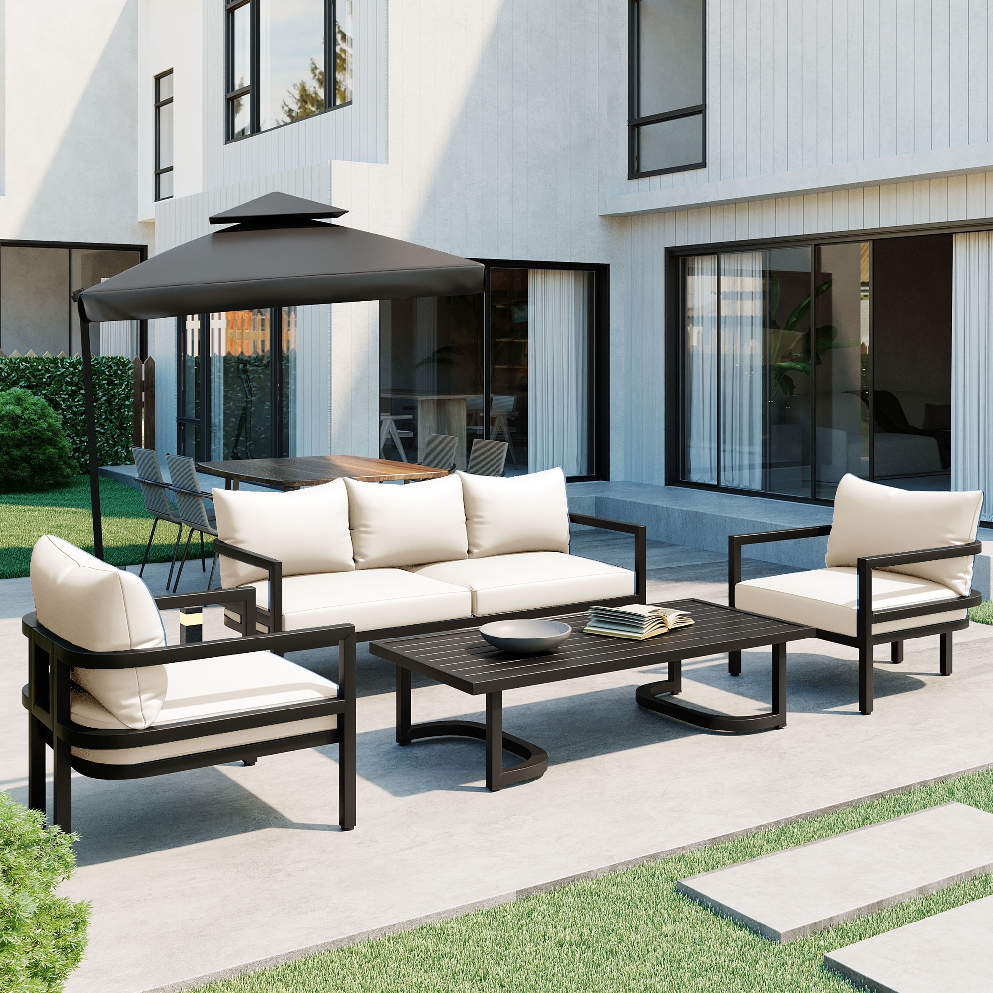 4-piece Multi-person Outdoor Steel Sofa Set