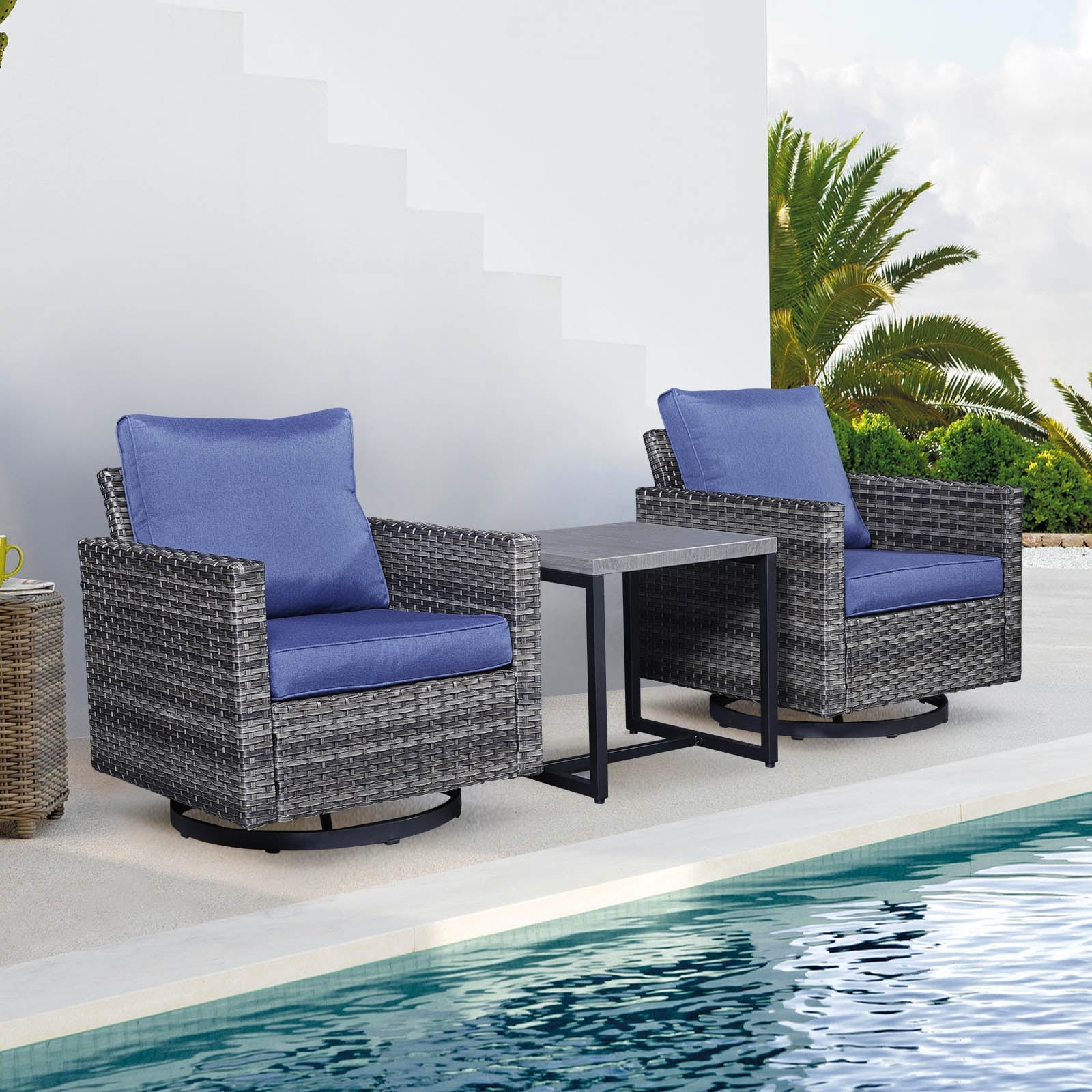 Outdoor Patio Glider Chairs Set Of 2 Swivel Chairs With Cushion