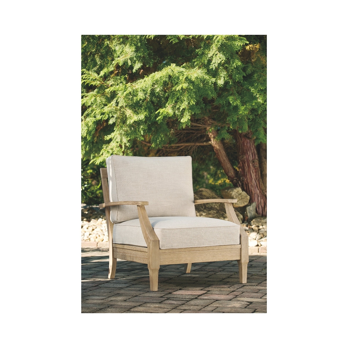 Signature Design By Ashley Clare View Eucalyptus Wood And Cushion Lounge Chair