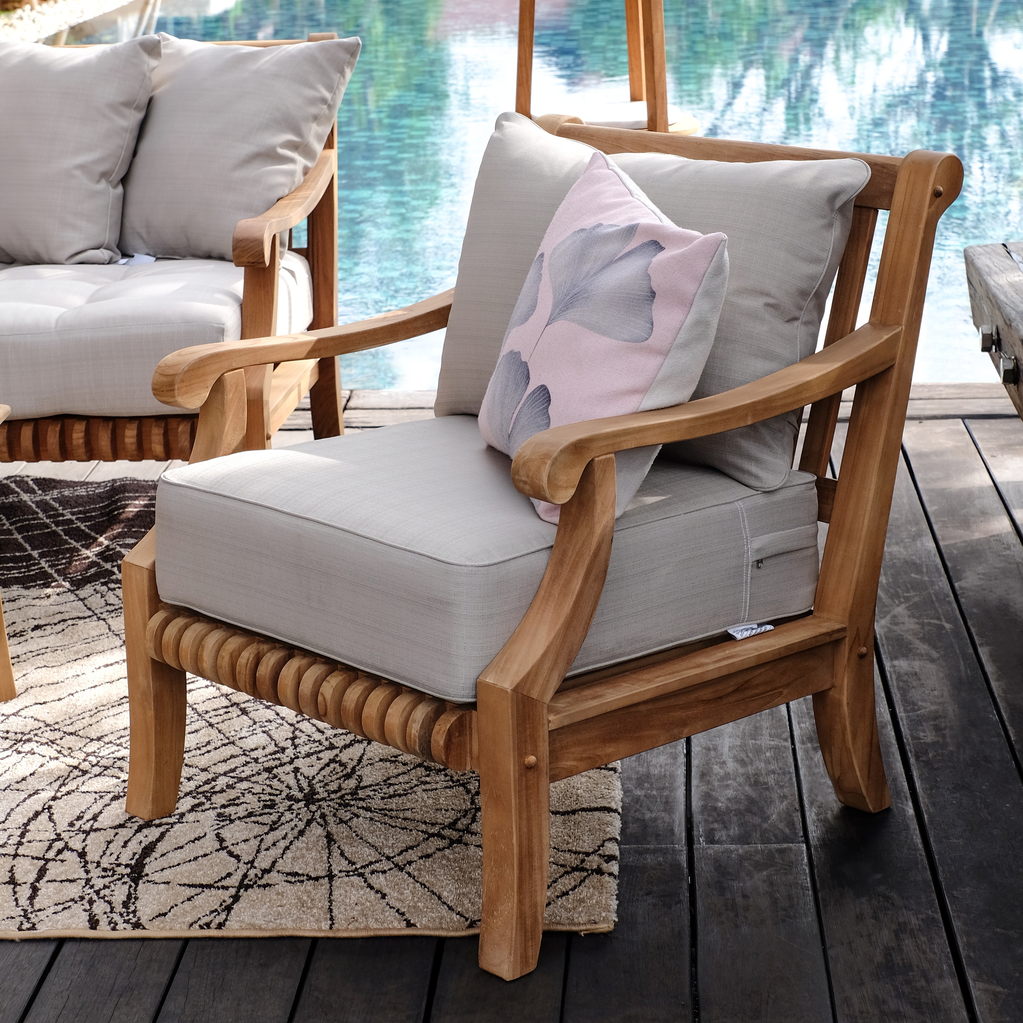 Cambridge Casual Chara Teak Patio Lounge Chair With Cushion