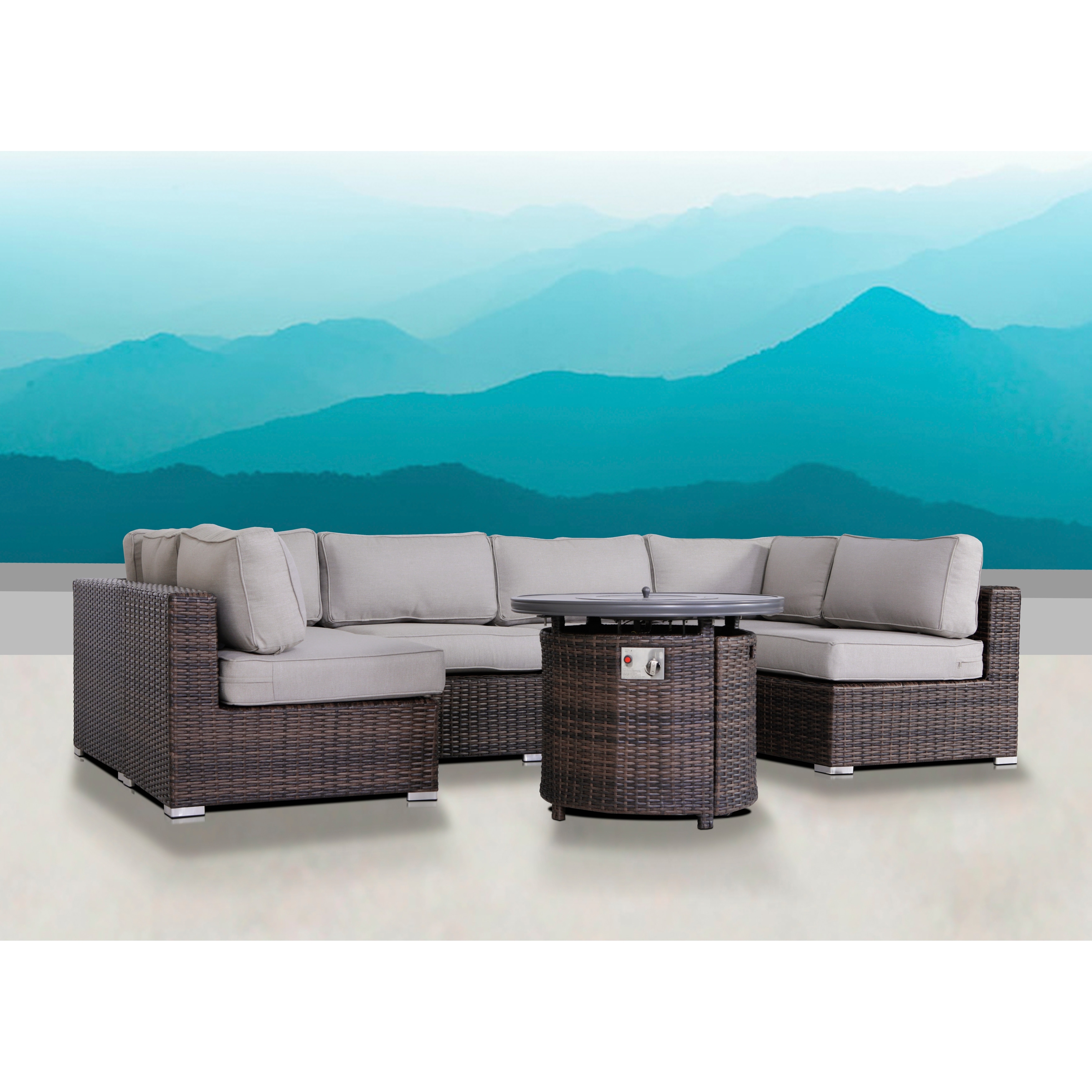 Brown 7 Piece Sectional Seating Group With Cushions