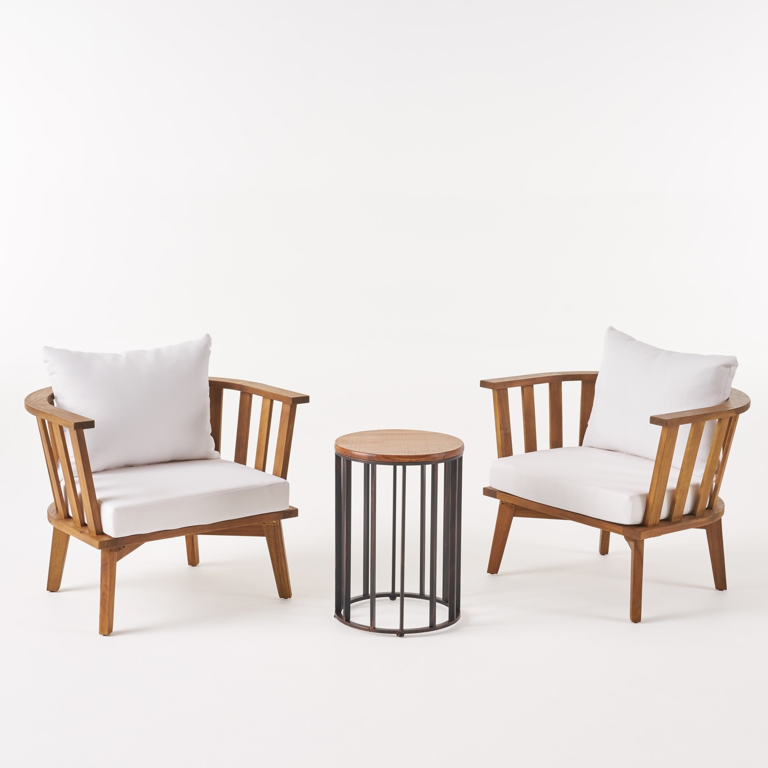 Horatio Outdoor 2 Seater Acacia Wood Club Chairs And Side Table Set By Christopher Knight Home