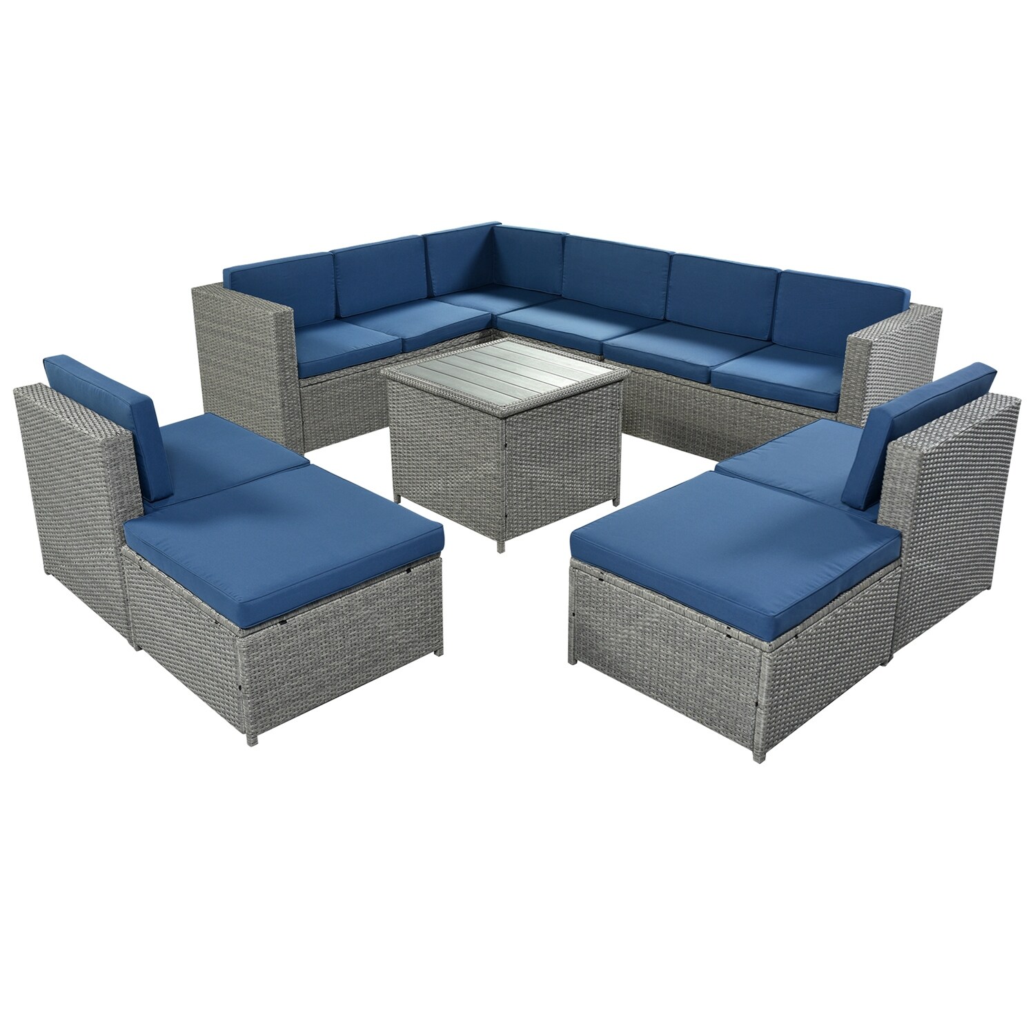 Topcraft 9 Piece Rattan Sectional Seating Group