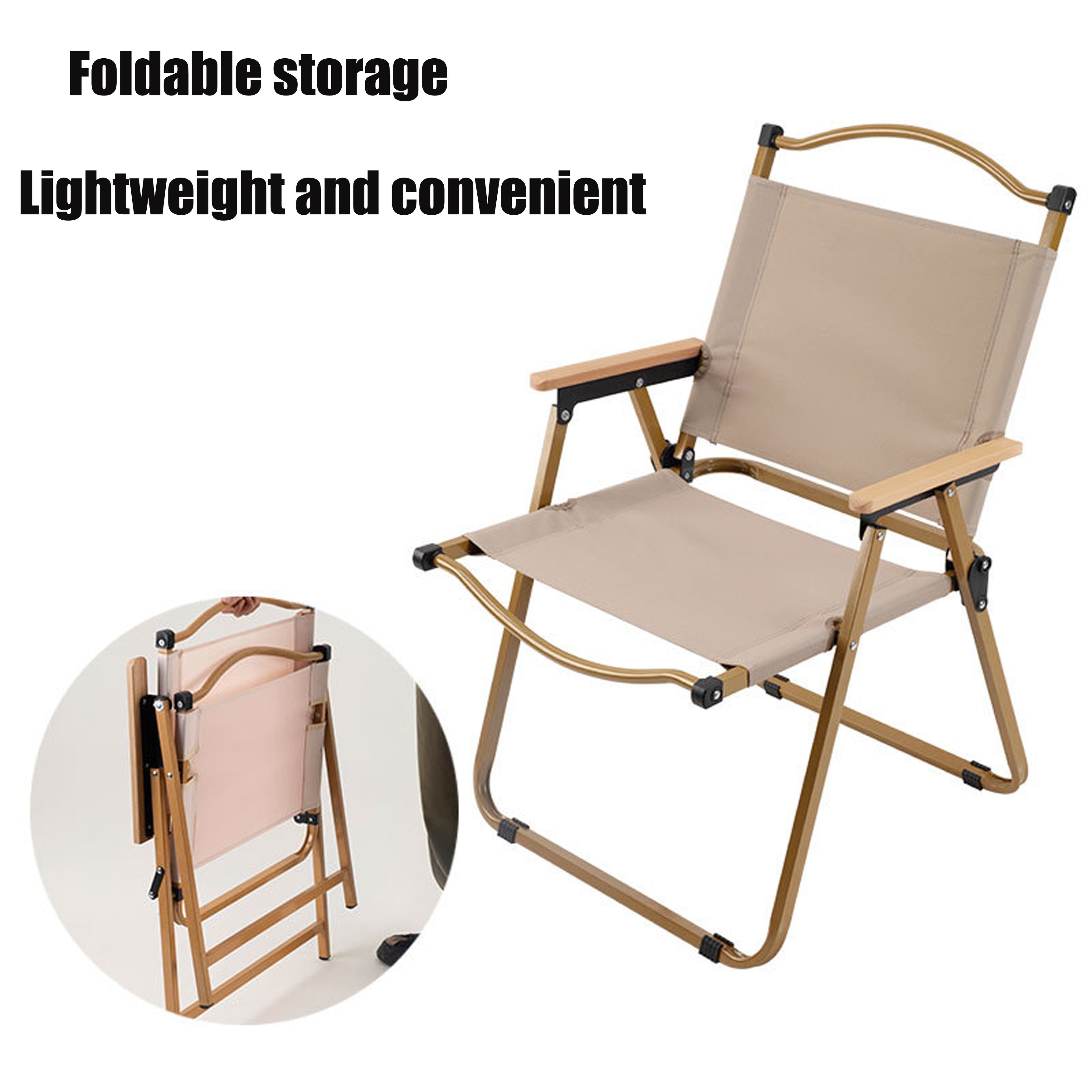 Outdoor Folding Chair Fishing Chair Kermit Camping Beach Chair Wood Grain Chair Garden Chair
