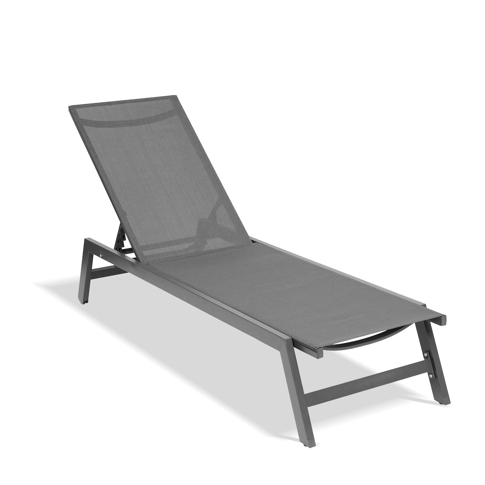 Outdoor Patio Garden Furniture  5-position Adjustable Aluminum Recliner  All Weather For Patio  Beach  Yard  Pool