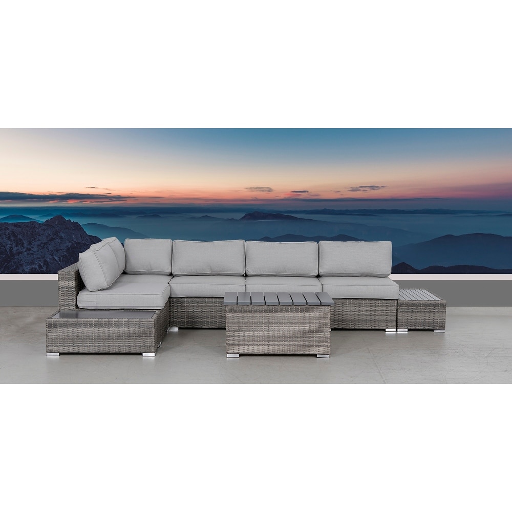 Lsi 8 Piece Rattan Sectional Seating Group With Cushions