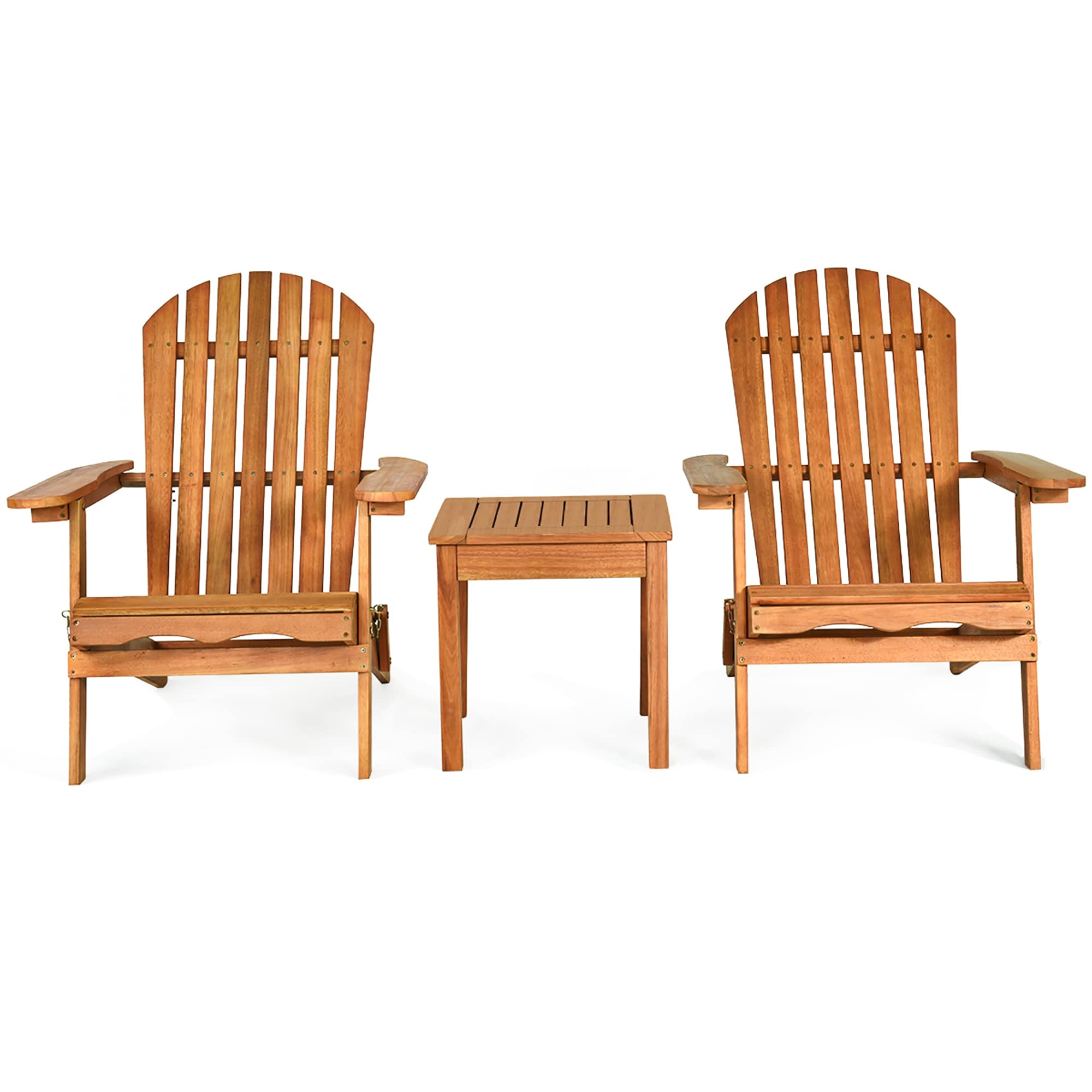3 Piece Adirondack Chair Set Foldable Wooden Chairs And Table Set