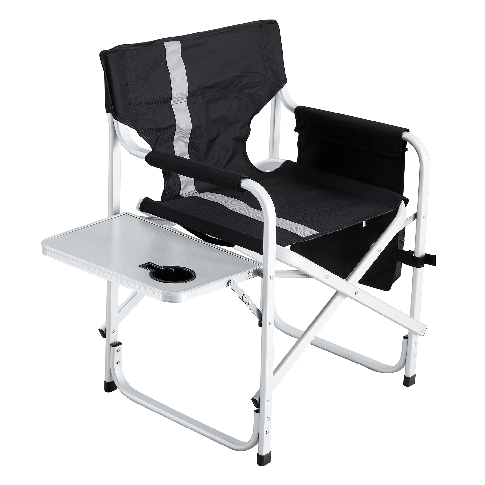 Folding Outdoor Chair With Side Table And Storage Pockets