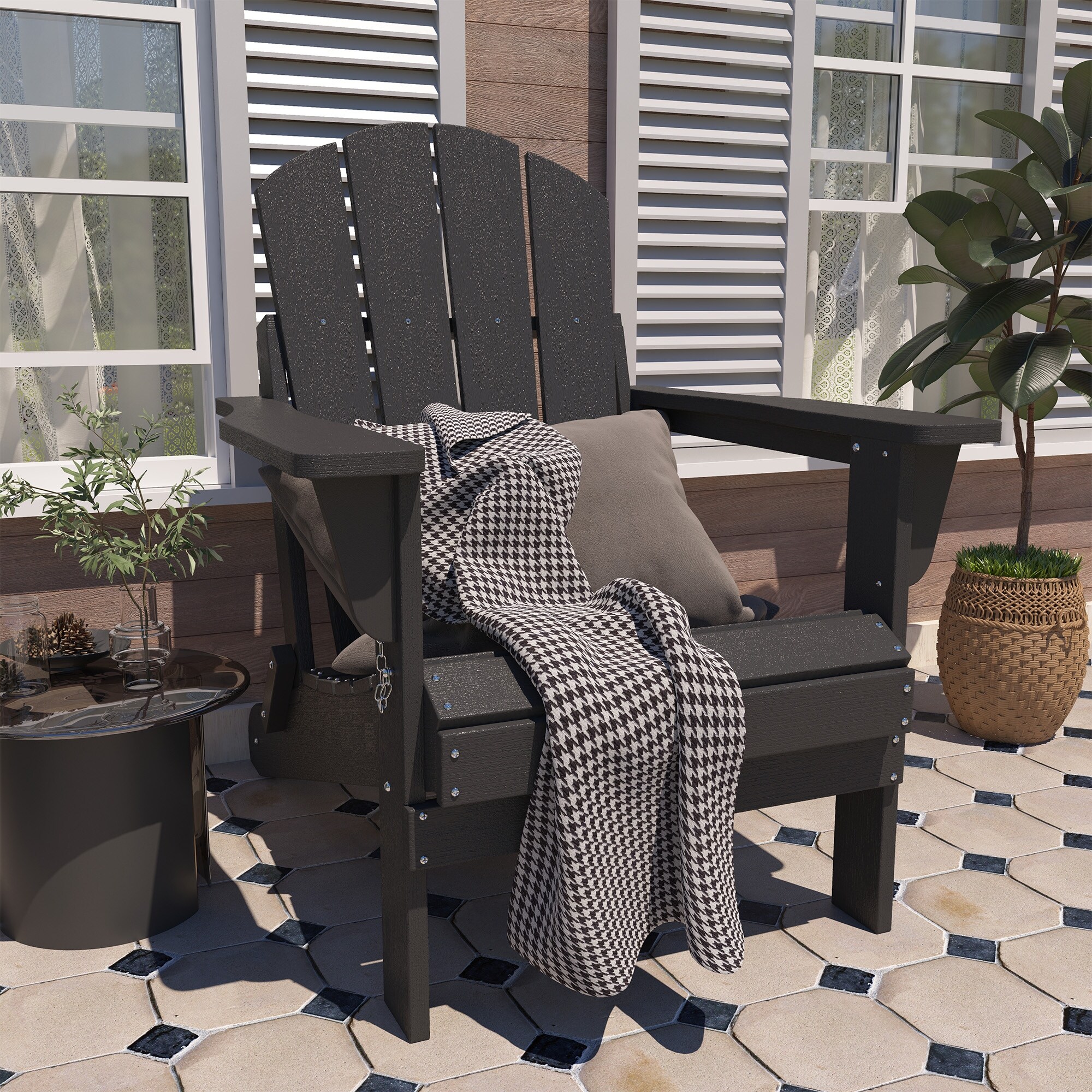 Faux Wood Folding Outdoor Adirondack Chair