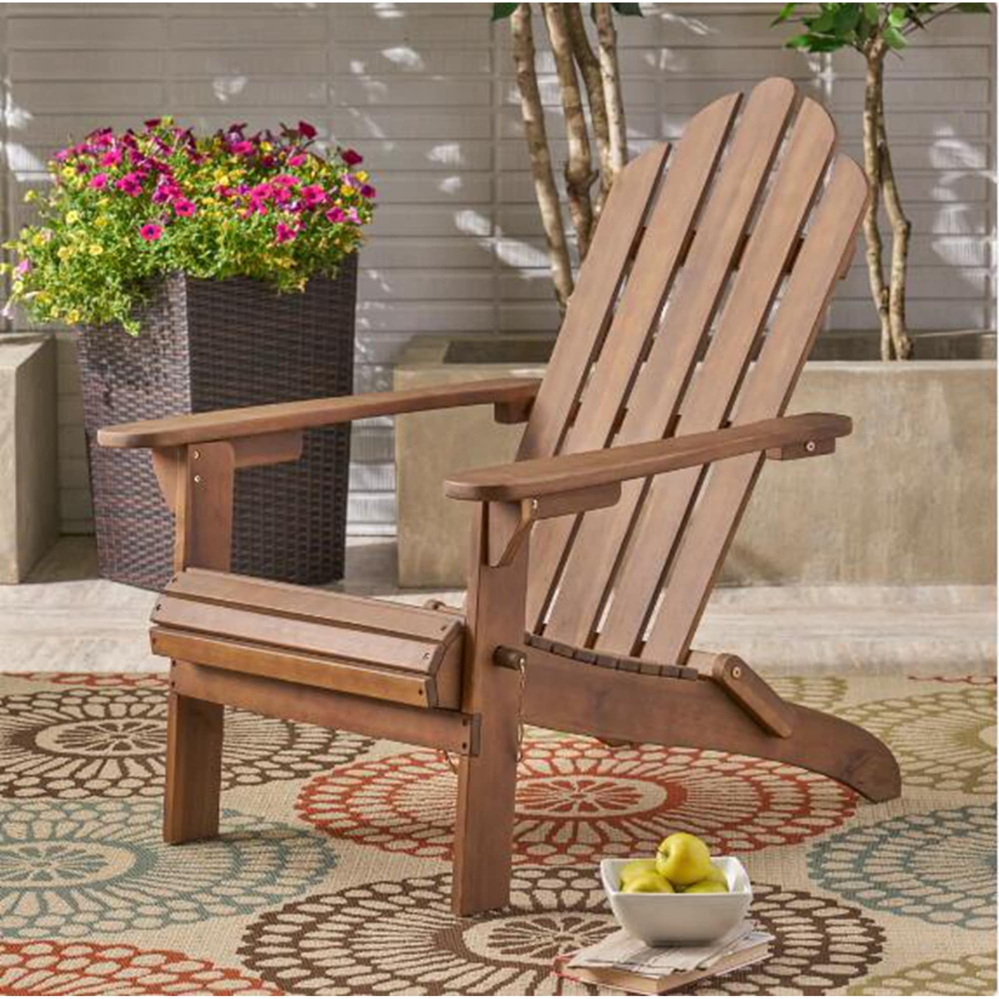 Outdoor Patio Foldable Solid Wood Adirondack Chair