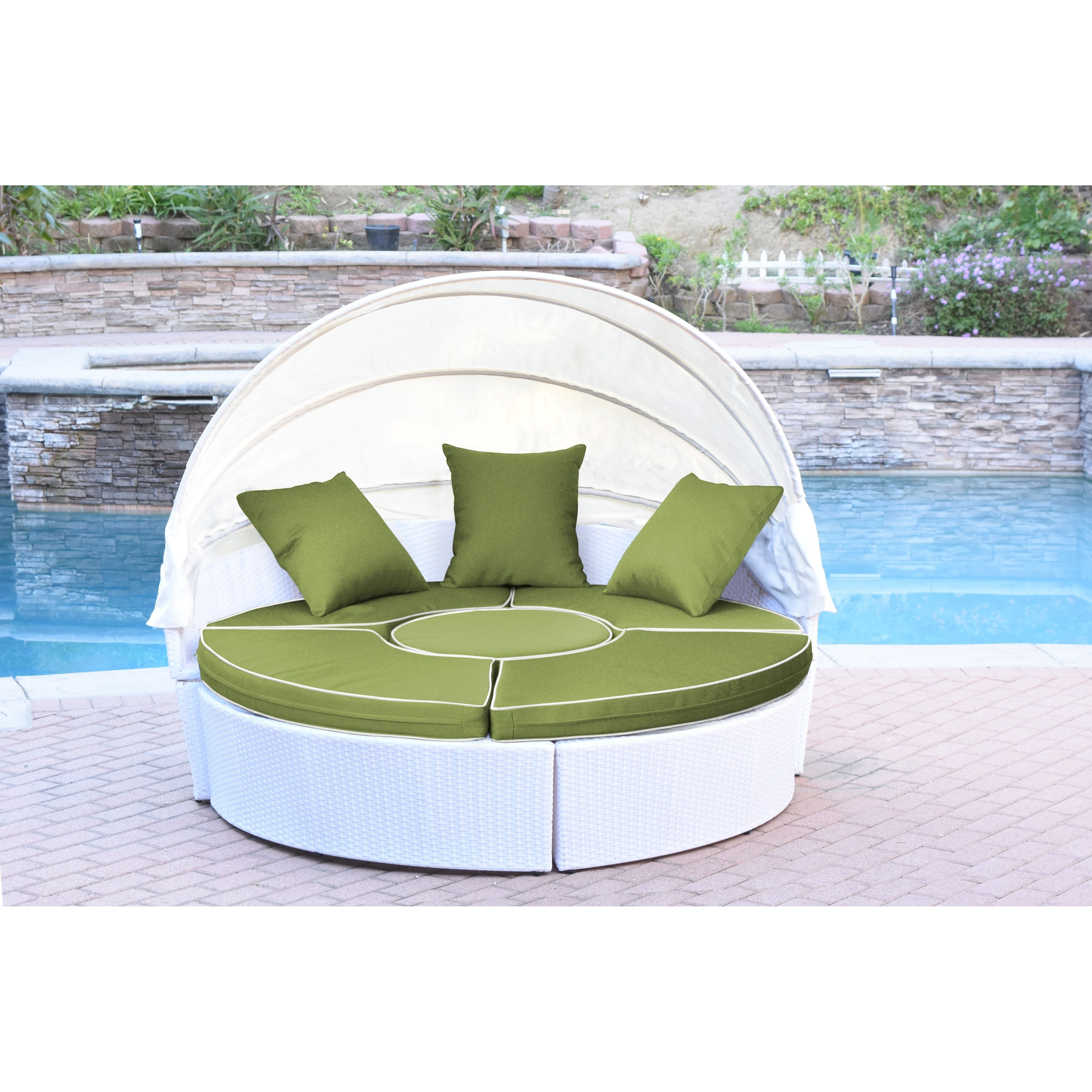 All-weather White Wicker Sectional Daybed