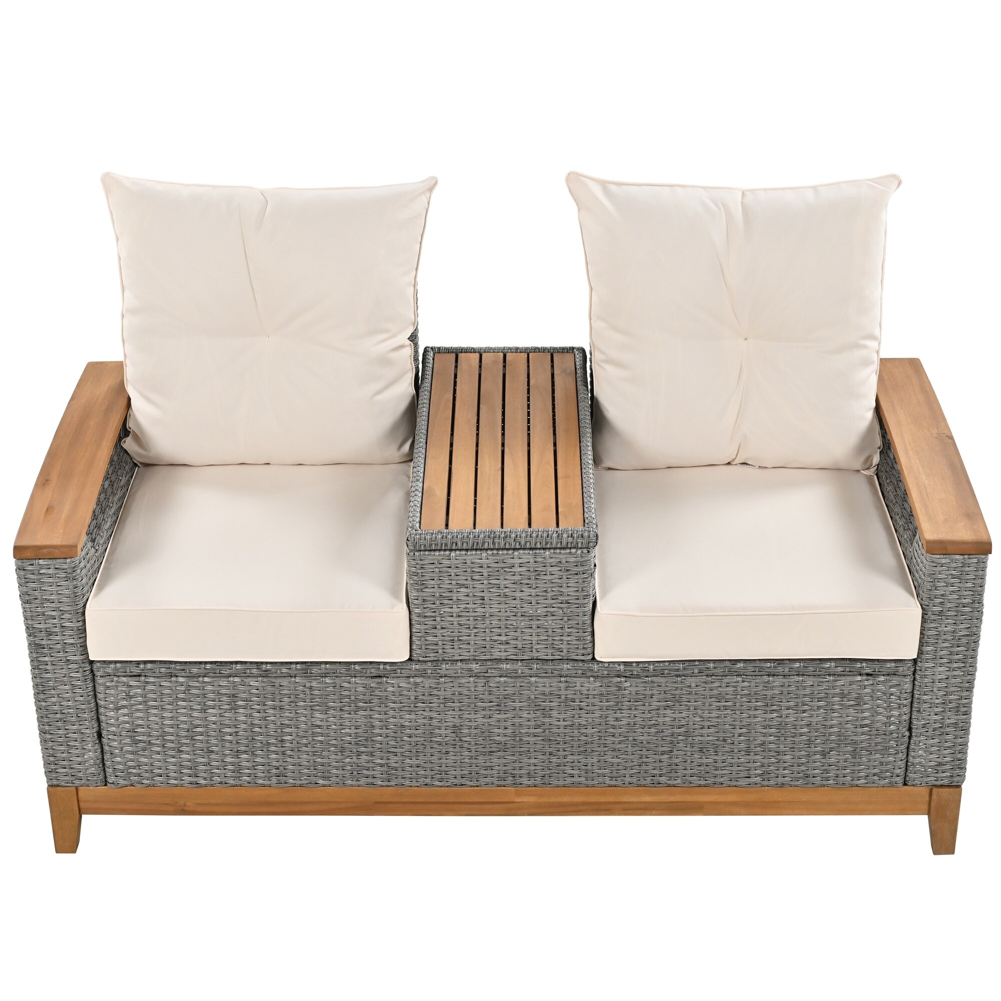 Outdoor Adjustable Loveseat With Storage Space