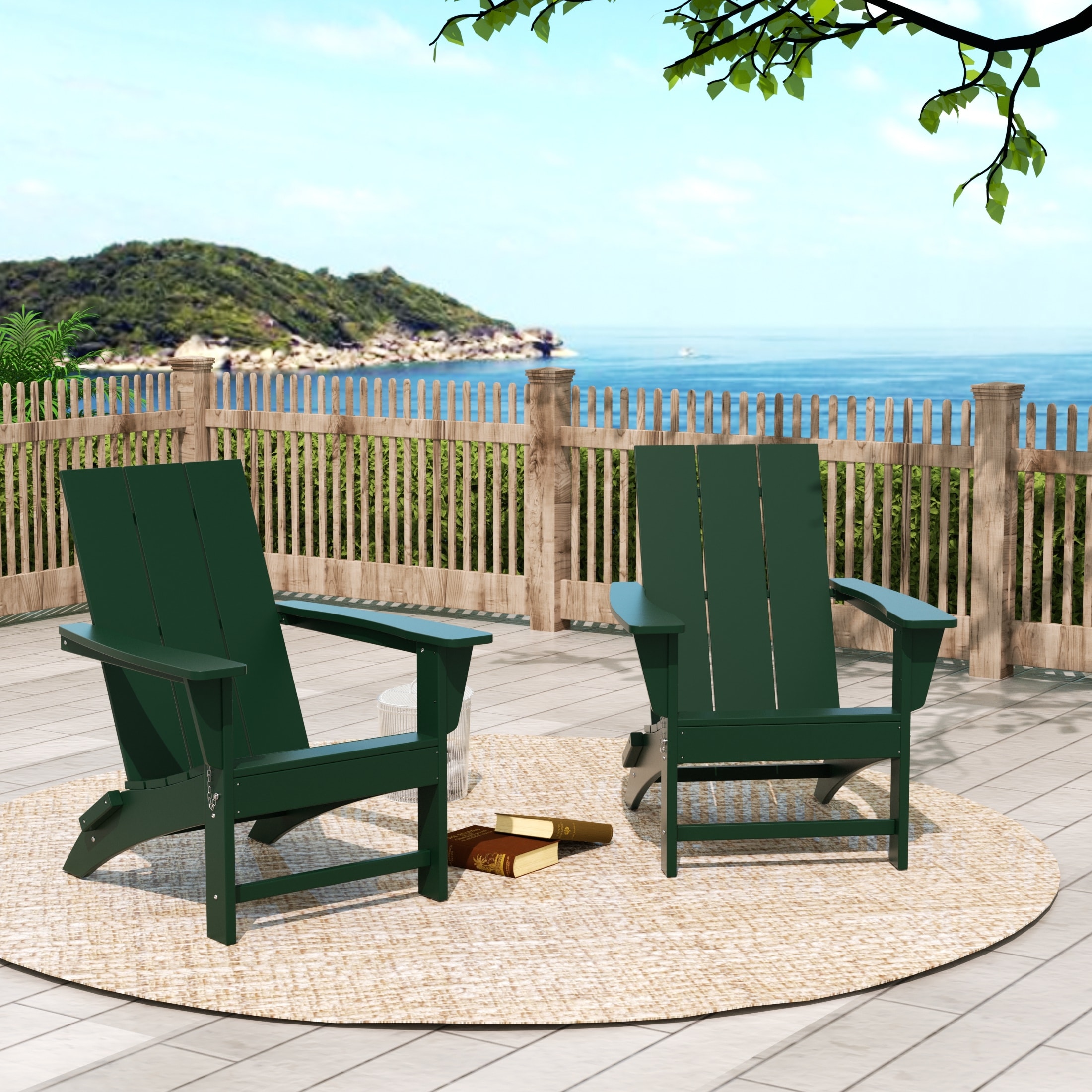 Polytrends Shoreside Folding Poly Eco-friendly All Weather Outdoor Adirondack Chair (set Of 2)