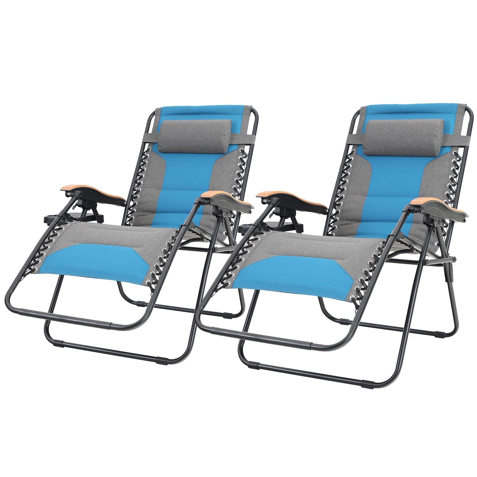 Padded Zero Gravity Chair 2 Pack Oversize Lounge Chair With Free Cup Holder