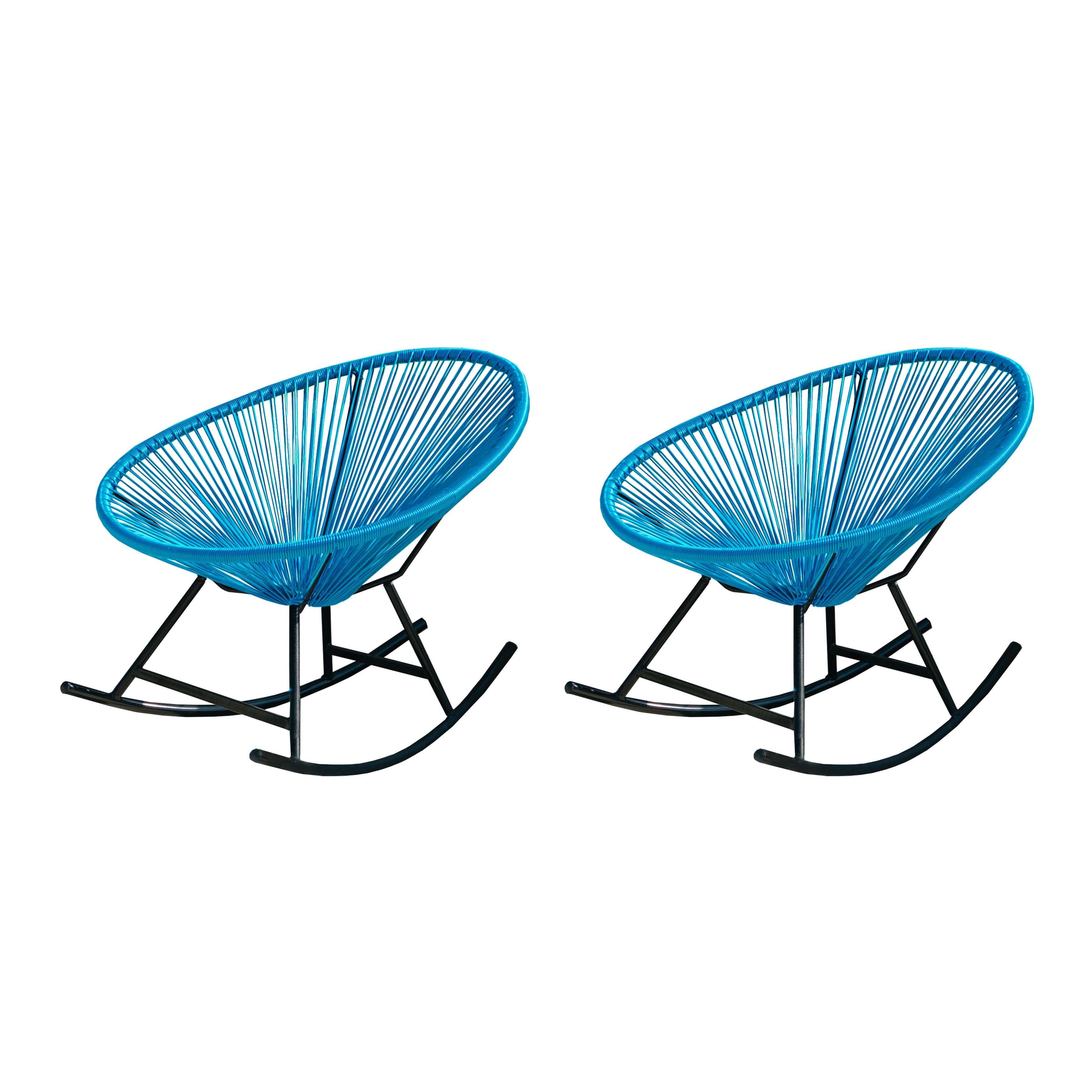 Xbrand 34.6 L Oval Rattan/steel Indoor Or Outdoor Hammock Weave Rocking Chair (set Of 2)
