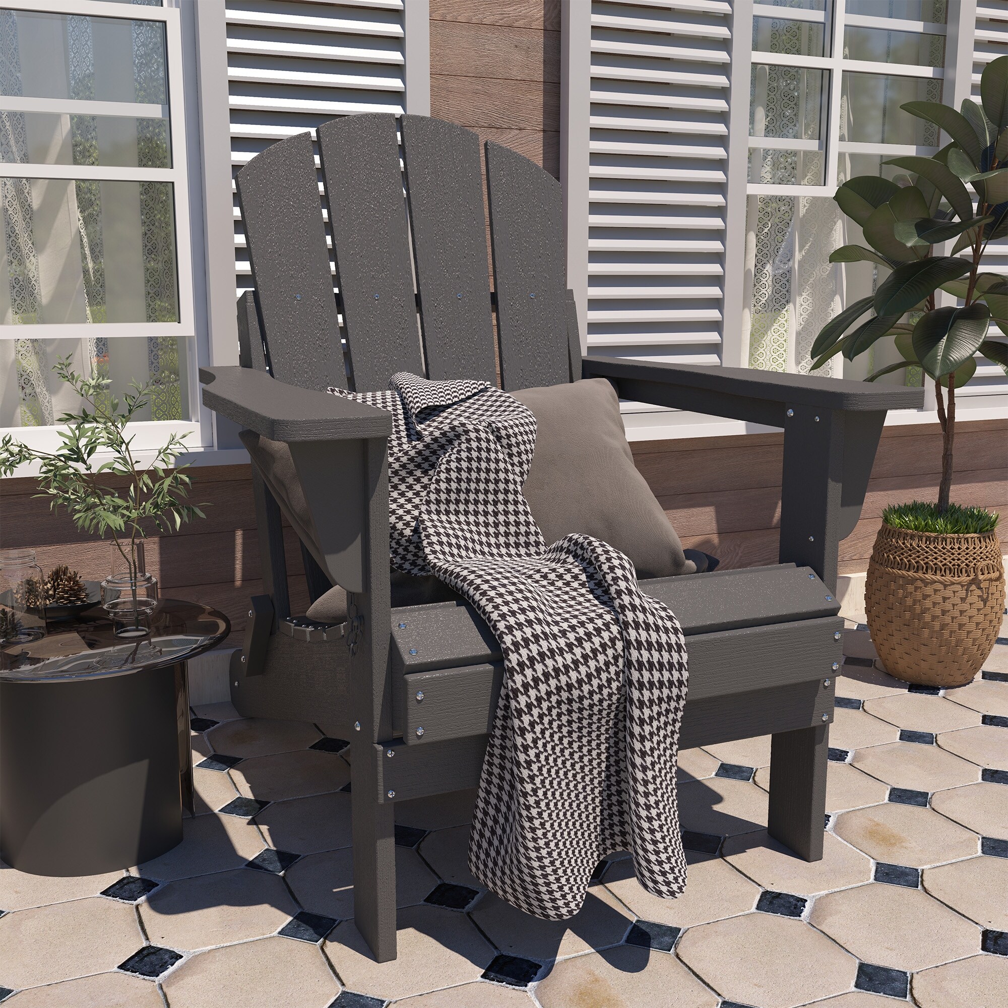Faux Wood Folding Outdoor Adirondack Chair