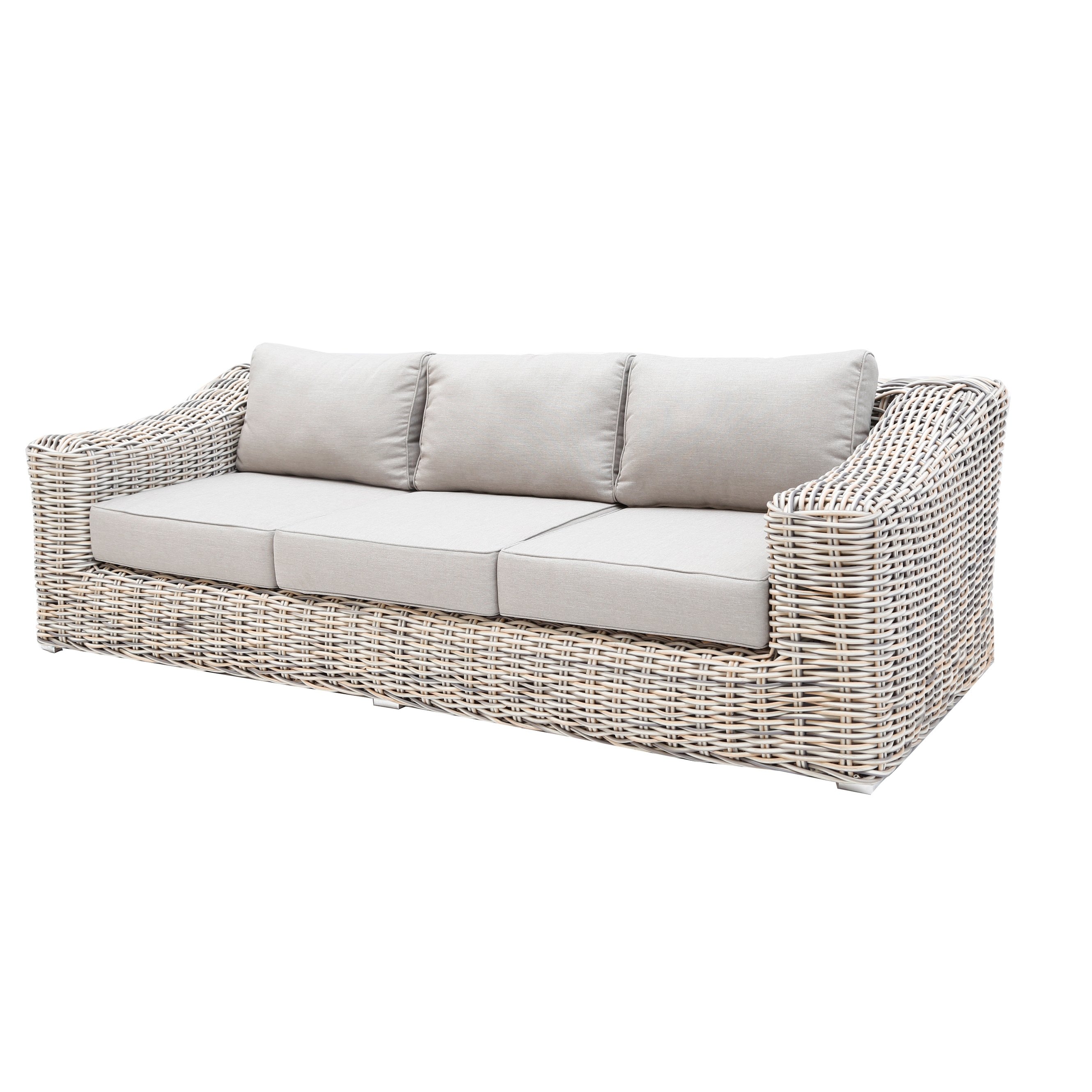 Teva Patio Furniture Hawaii Three-tone Wicker Gray/off White/beige Sofa With Silver Gray Cushion