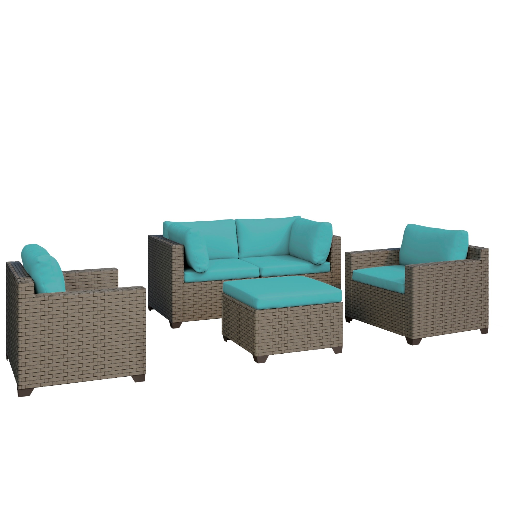 Keys 5-piece Outdoor Conversation Set With Club Chairs And Loveseat In Summer Fog Wicker