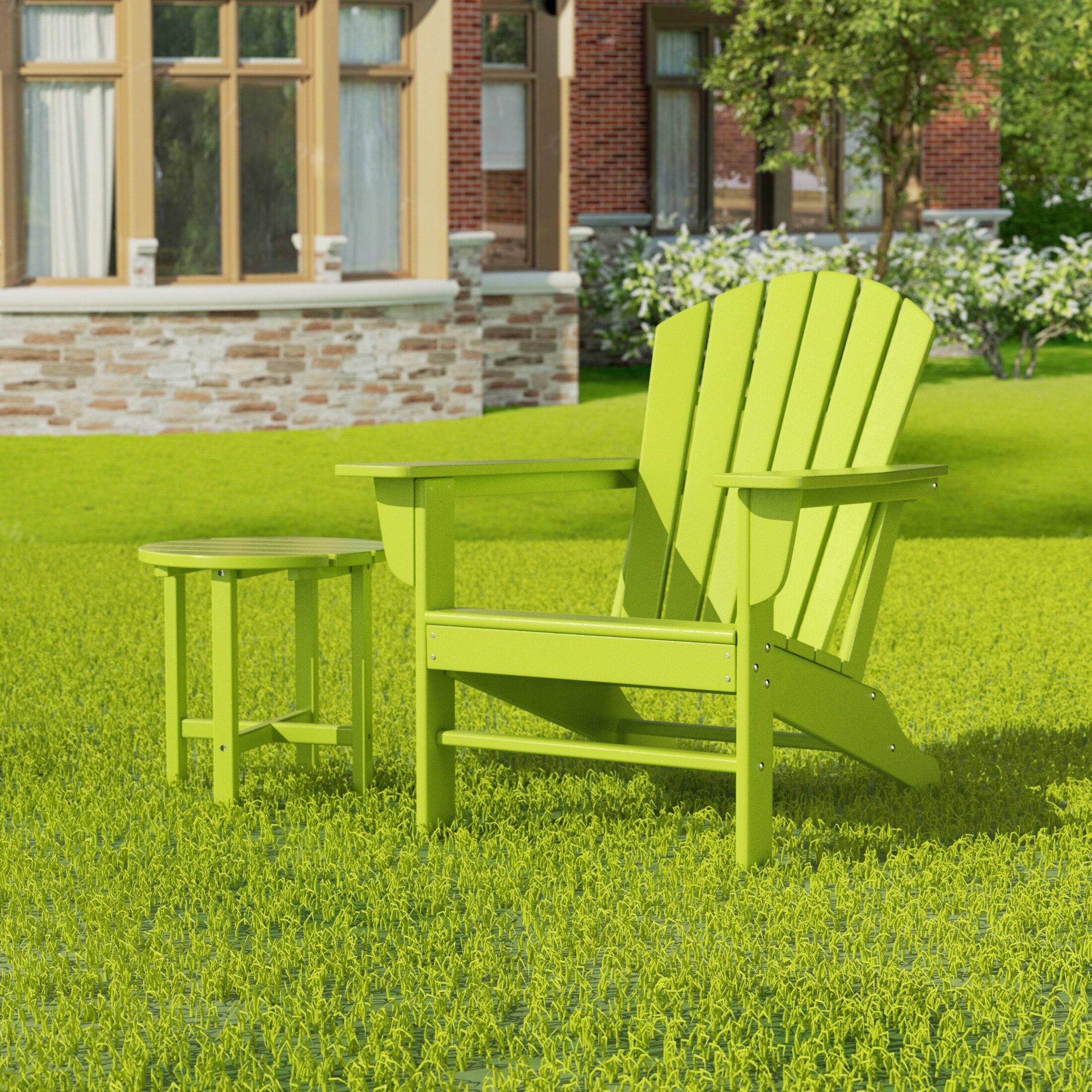 Polytrends Altura Outdoor Eco-friendly All Weather Adirondack Chair With Side Table (2-piece Set)