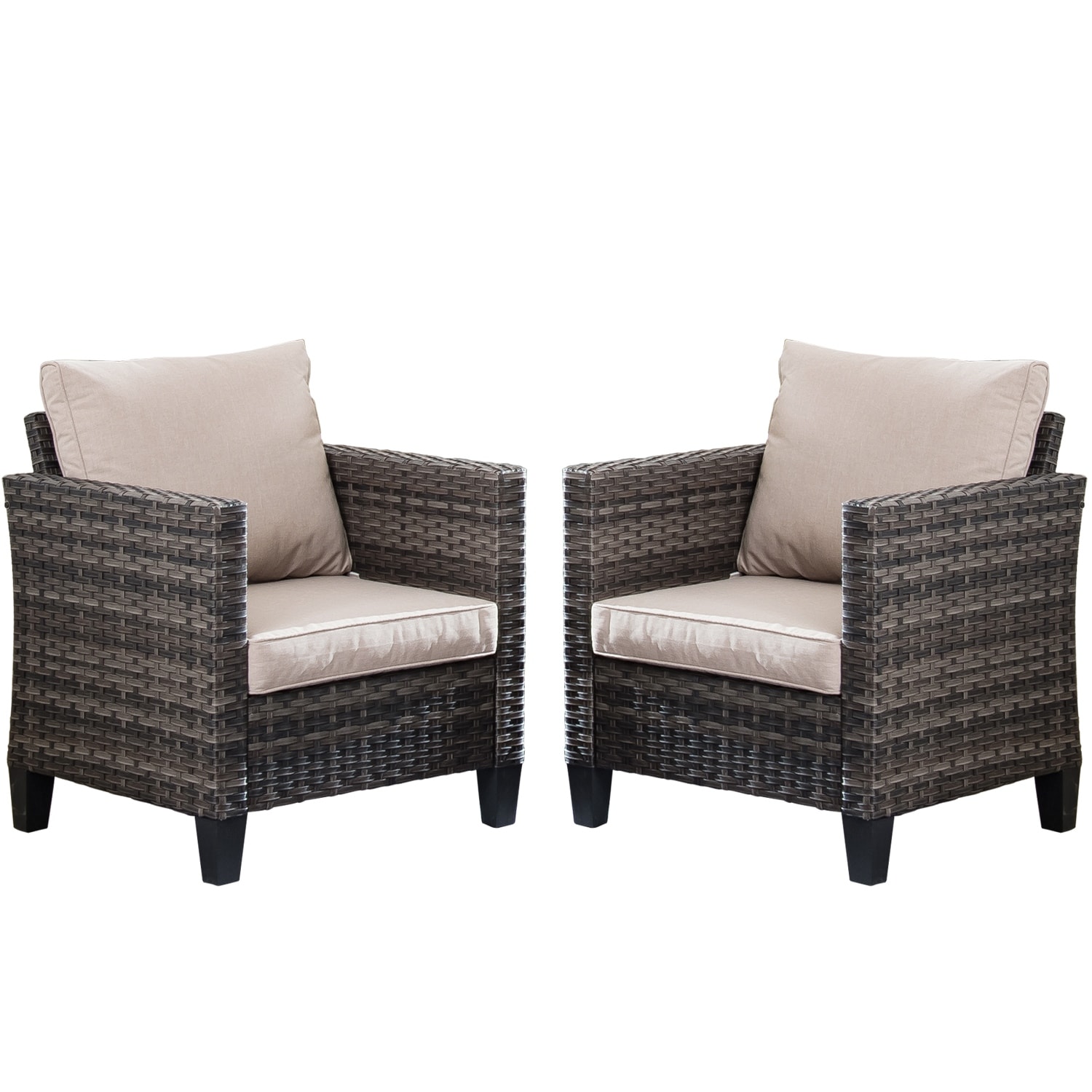 Ovios 2-piece Outdoor High-back Wicker Single Chairs