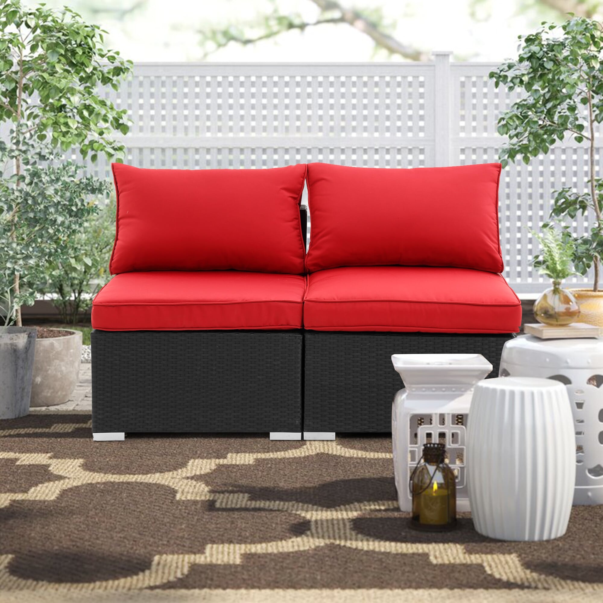 Outdoor Sectional Loveseat Wicker Sofa Patio Furniture