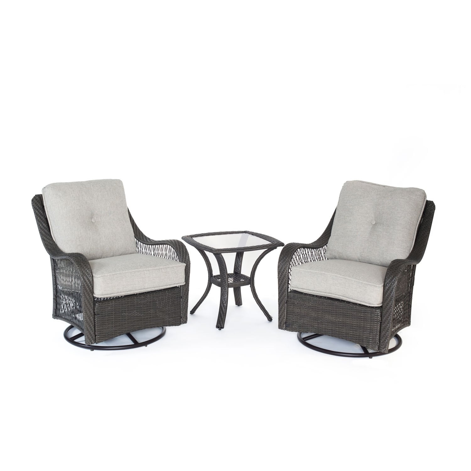 Hanover Outdoor Orleans 3-piece Swivel Rocking Chat Set In Silver Lining