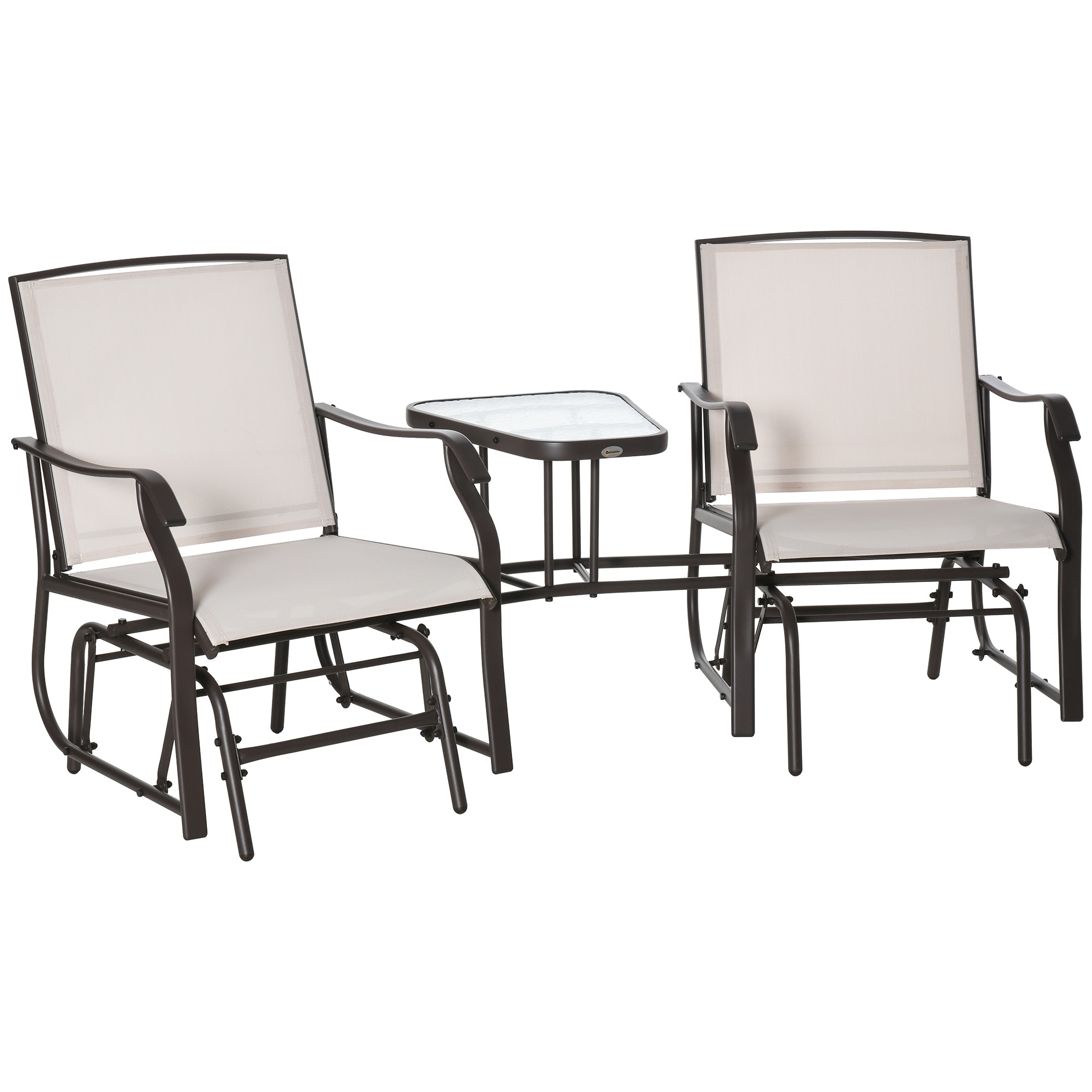 Outsunny 3-pc. Outdoor Sling Fabric Gliding Rocker Chairs W/ Table