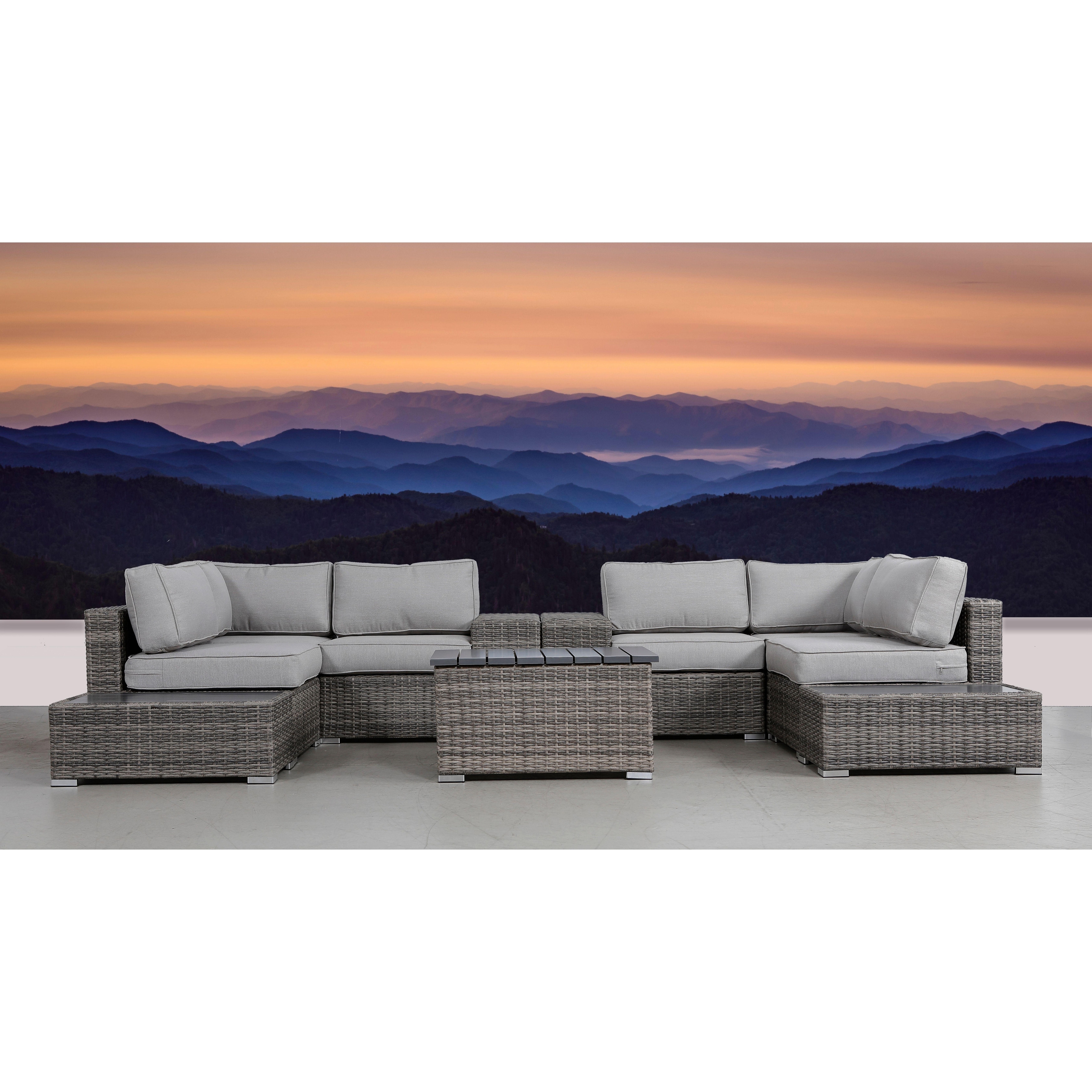 Lsi 11 Piece Rattan Sectional Seating Group With Cushions