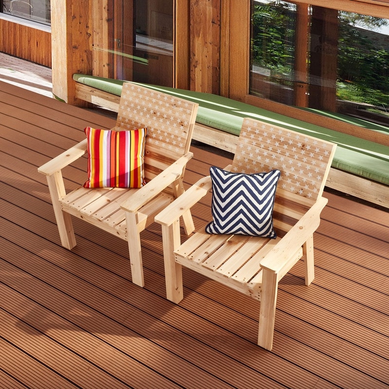 Patio Festival Outdoor Wood Chair With Patriotic Print (2-pack)