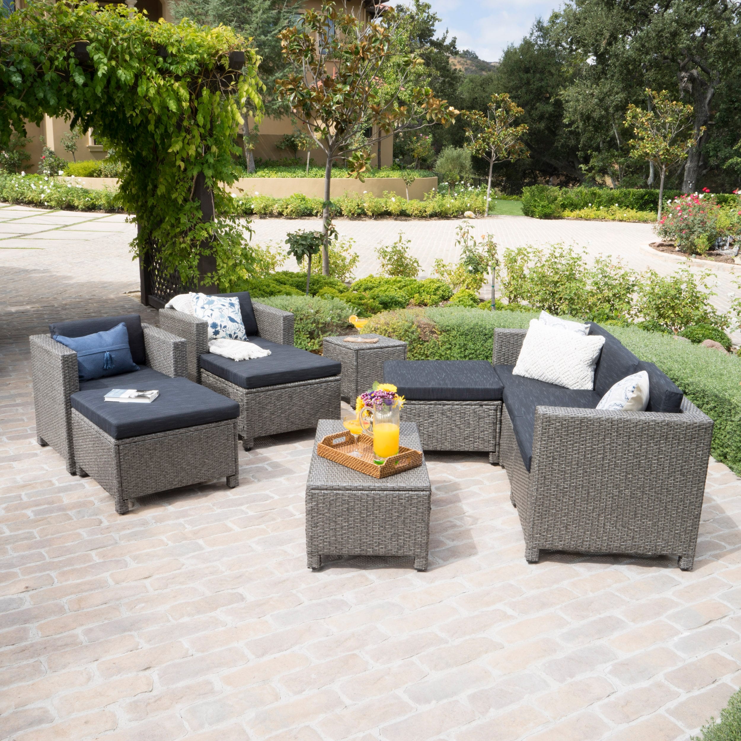 Puerta Outdoor 10-piece Wicker Sofa Set Collection With Cushions By Christopher Knight Home