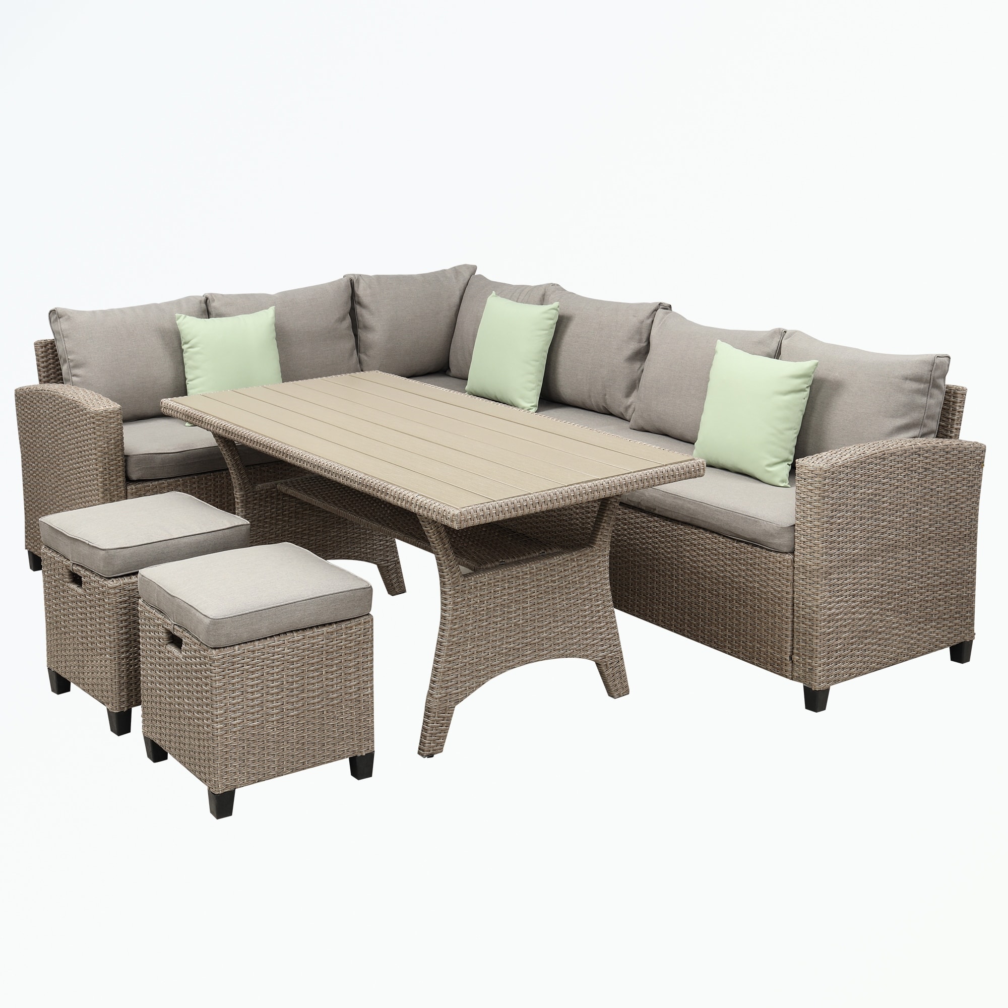 5 Piece Outdoor Conversation Set  Dining Table Chair With Ottoman