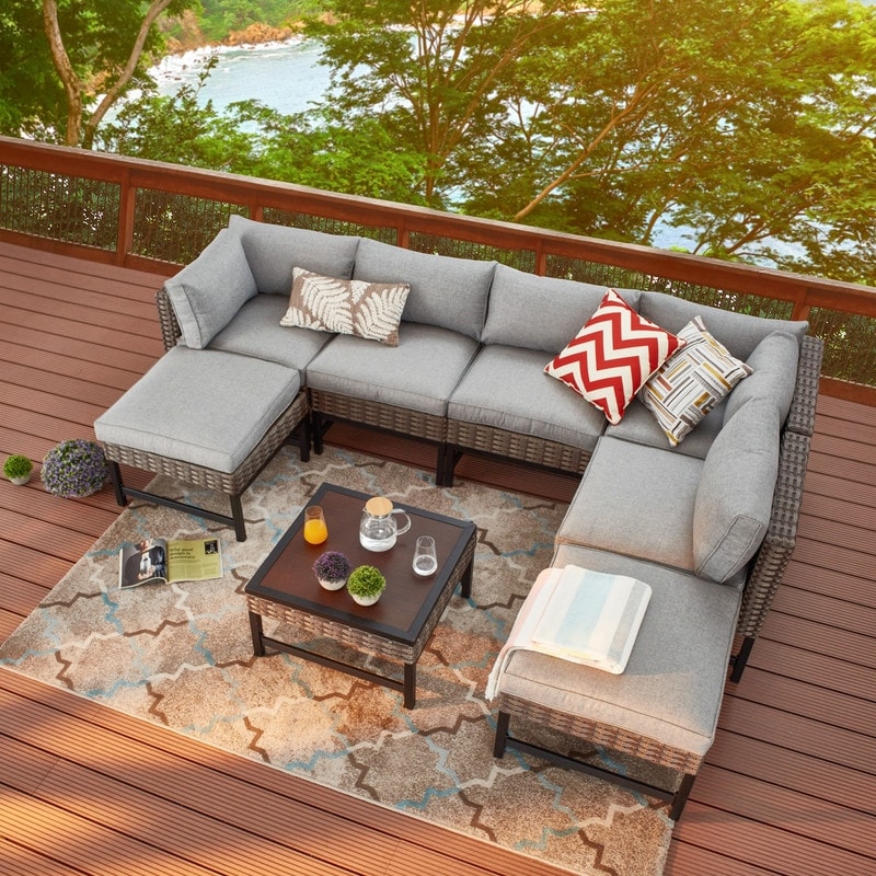 Patio Festival Right-angle Collection 8-piece Outdoor Conversation Set