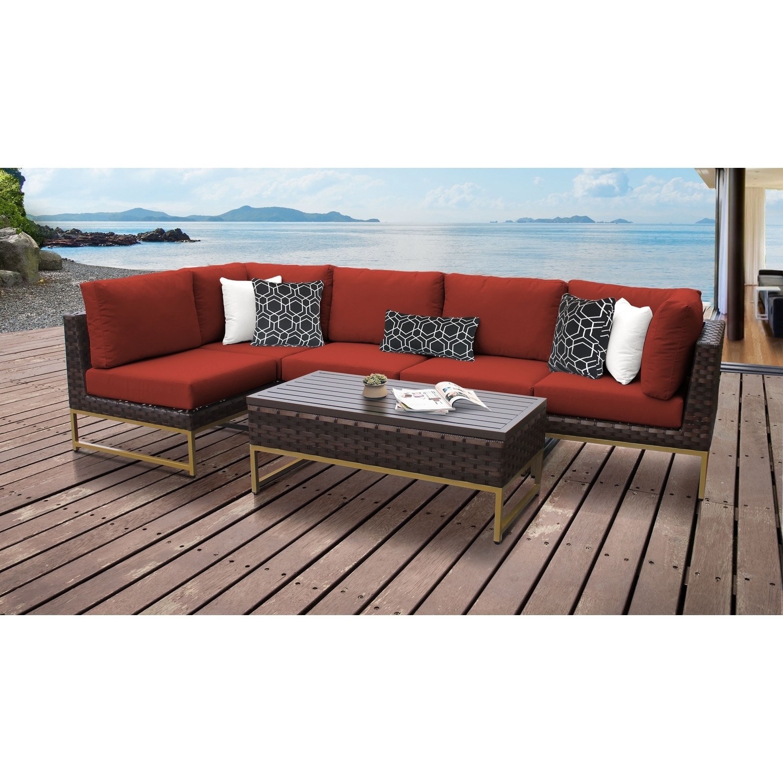 Amalfi 6 Piece Outdoor Wicker Patio Furniture Set 06q