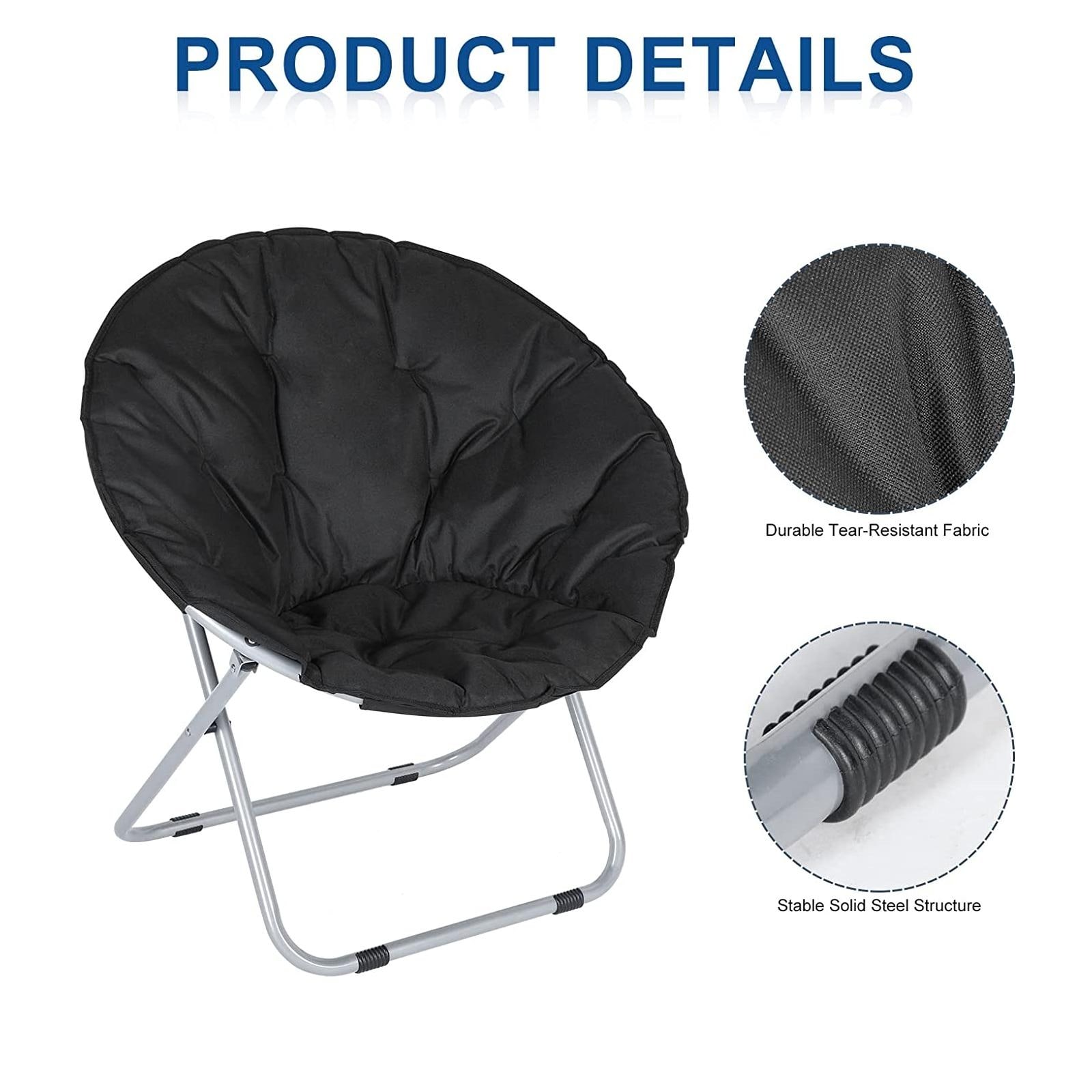 Black Comfy Saucer  Folding  Soft  Portable Moon Chair For Garden And Courtyard  1-pack