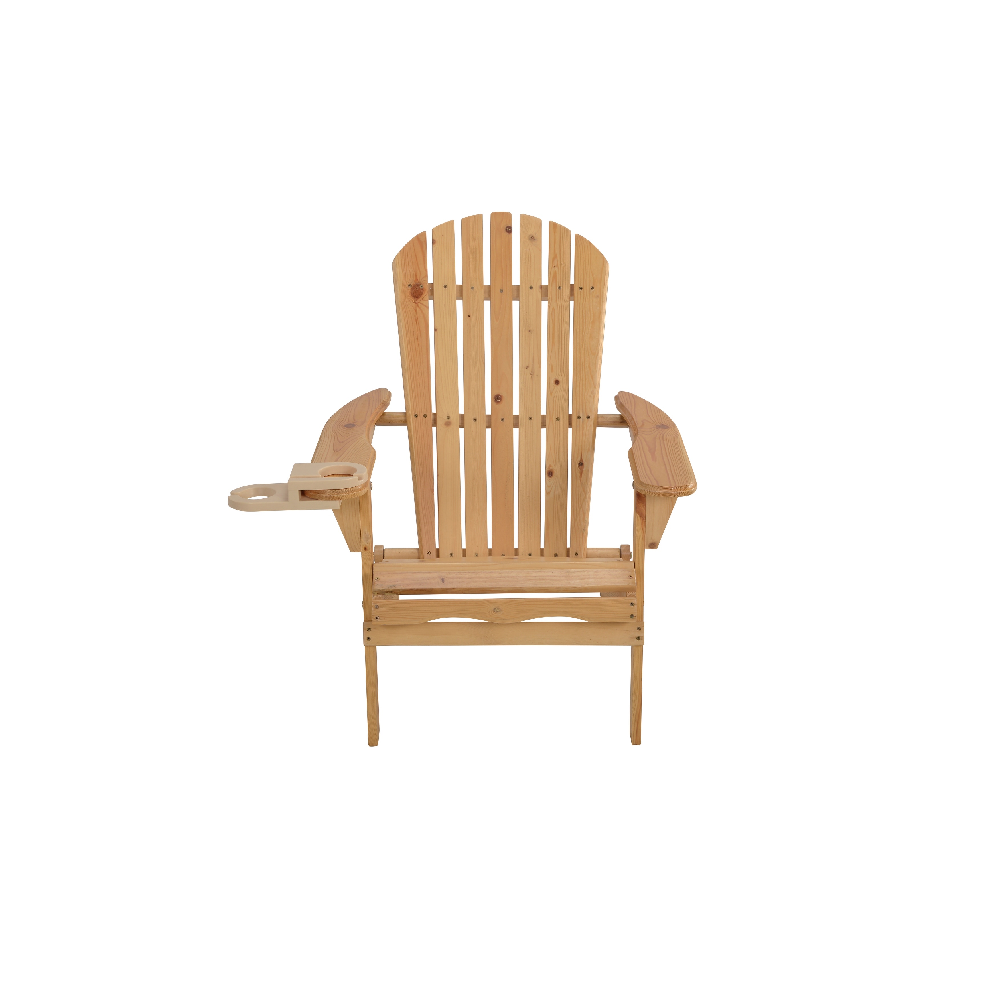 Foldable Adirondack Chair With Cup Holder  Natural Color