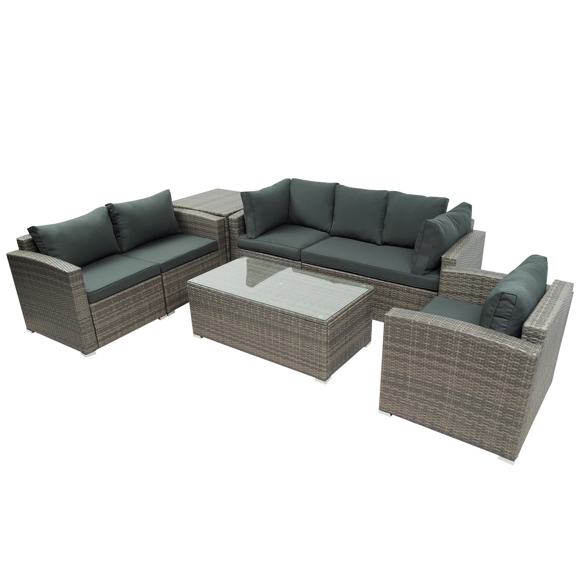 7-piece Patio Wicker Sofa Furniture Sets With Cushions