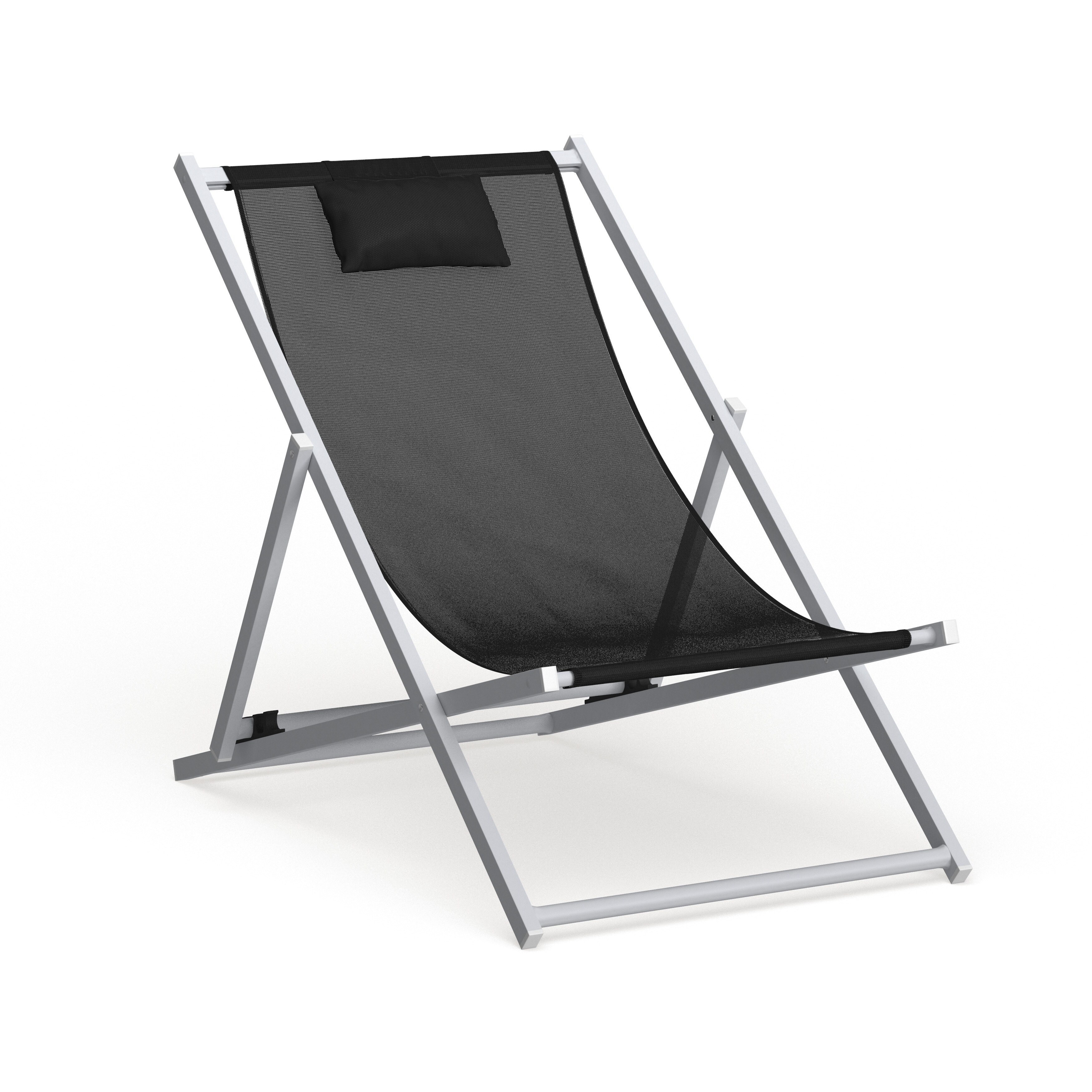Leisuremod Sunset Patio Sling Folding Chair Adjustable With Headrest