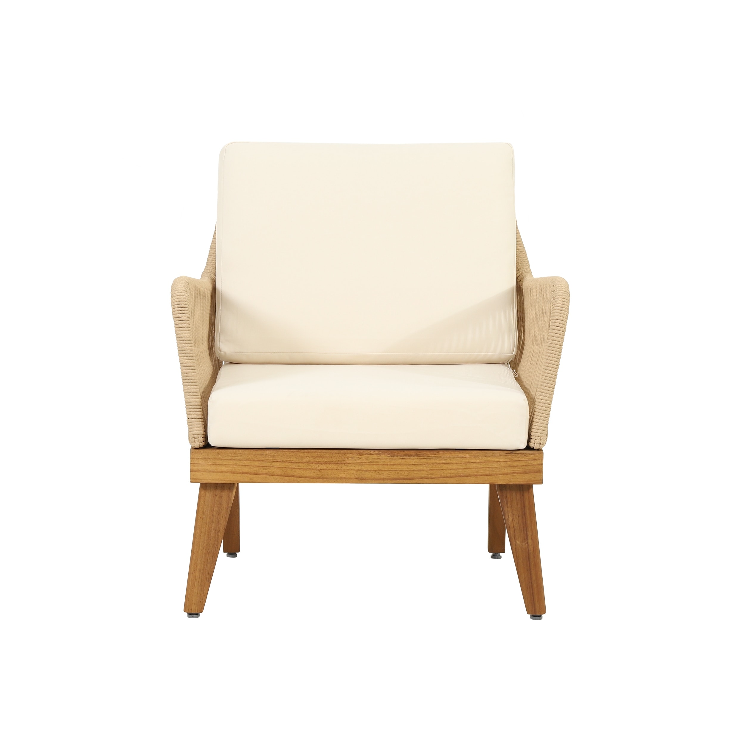 Annisa Acacia Wood And Rope Outdoor Club Chair With Cushions By Christopher Knight Home