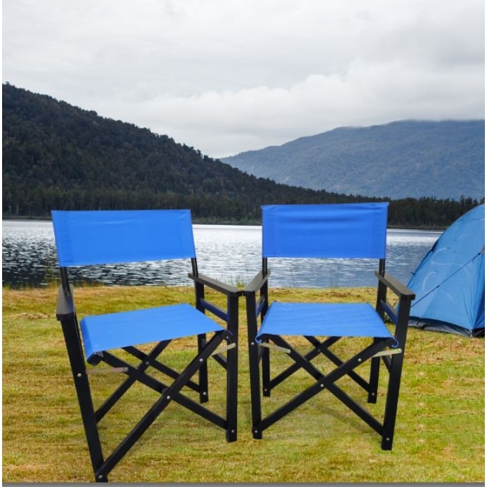 Classic Style Outdoor 2 Pieces Folding Chair Wooden Canvas Director Chair
