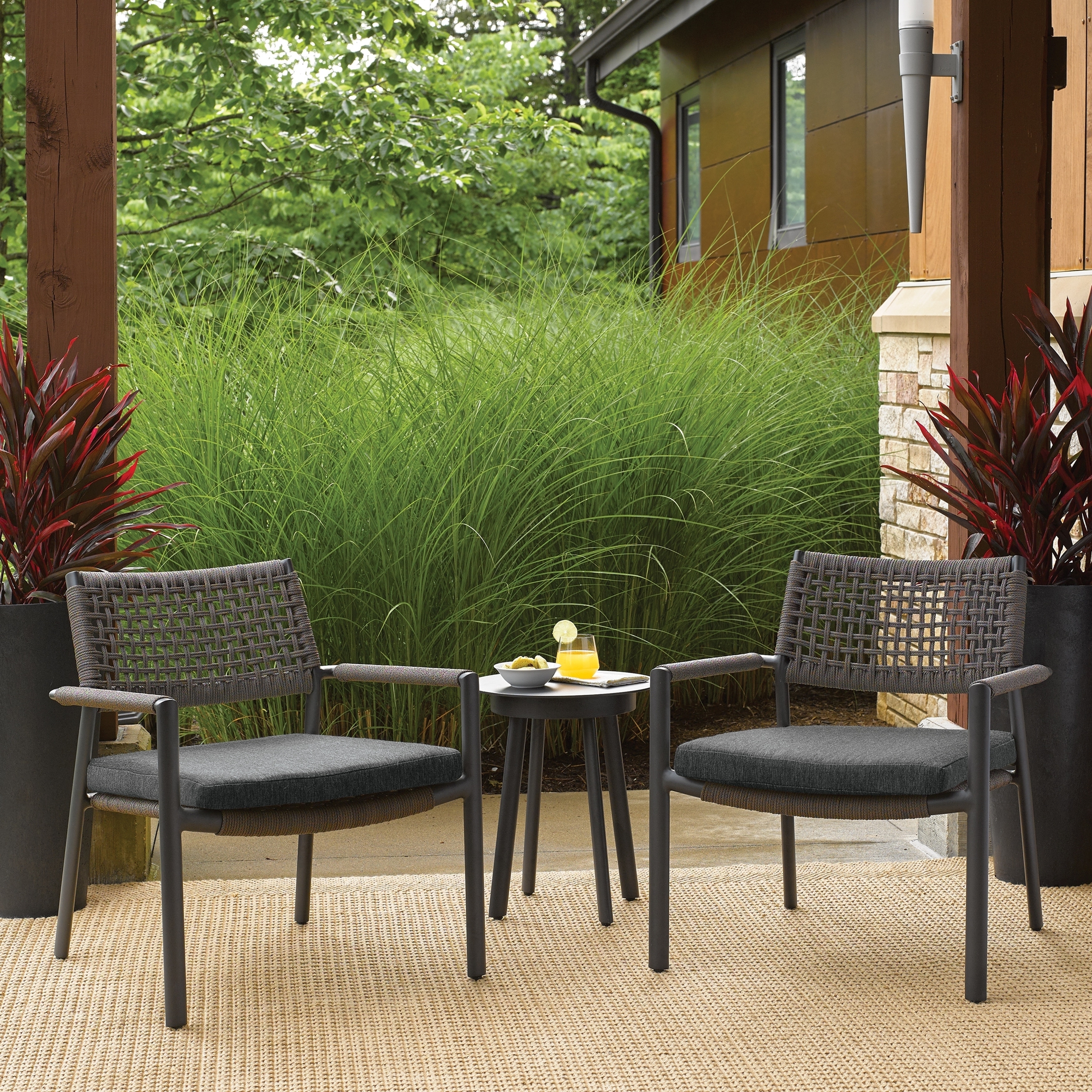 Oxford Garden Eiland 3-piece Mocha Composite Cord Club Chairs And Table Chat Set - Pepper Cushions