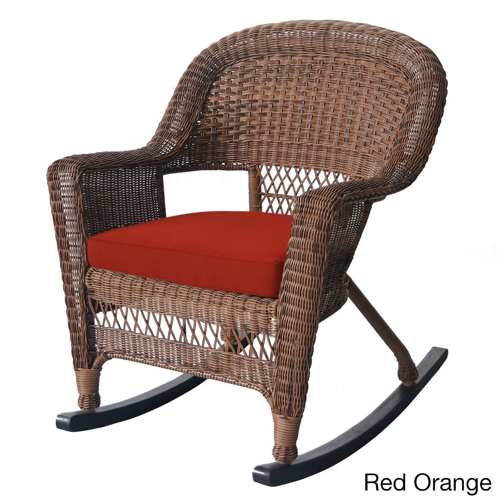 Honey Rocker Wicker Chairs With Cushions (set Of 2)
