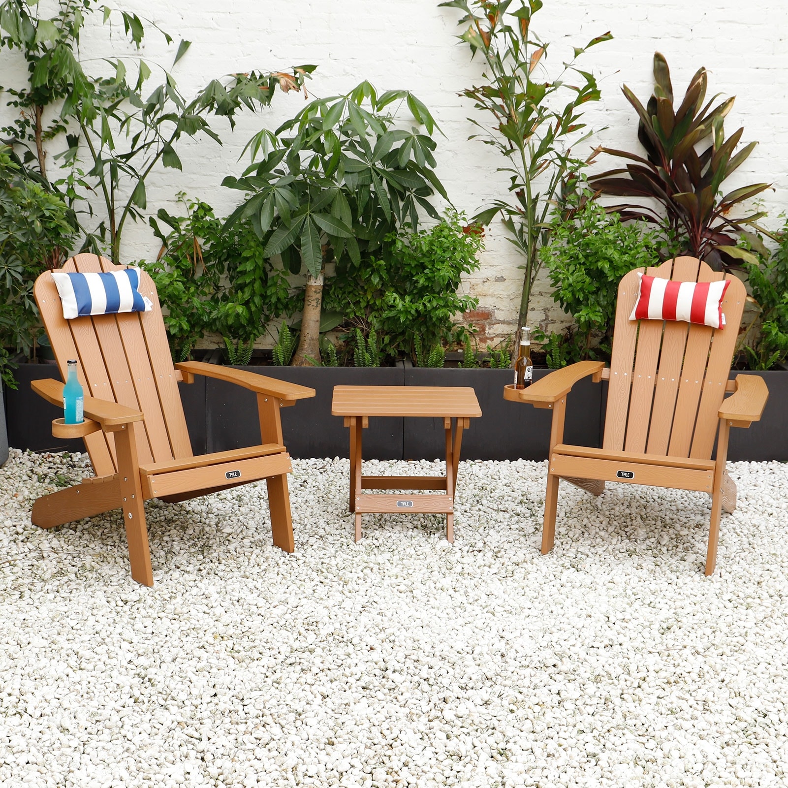 Adirondack Chair With Cup Holder All-weather And Fade-resistant Plastic Wood