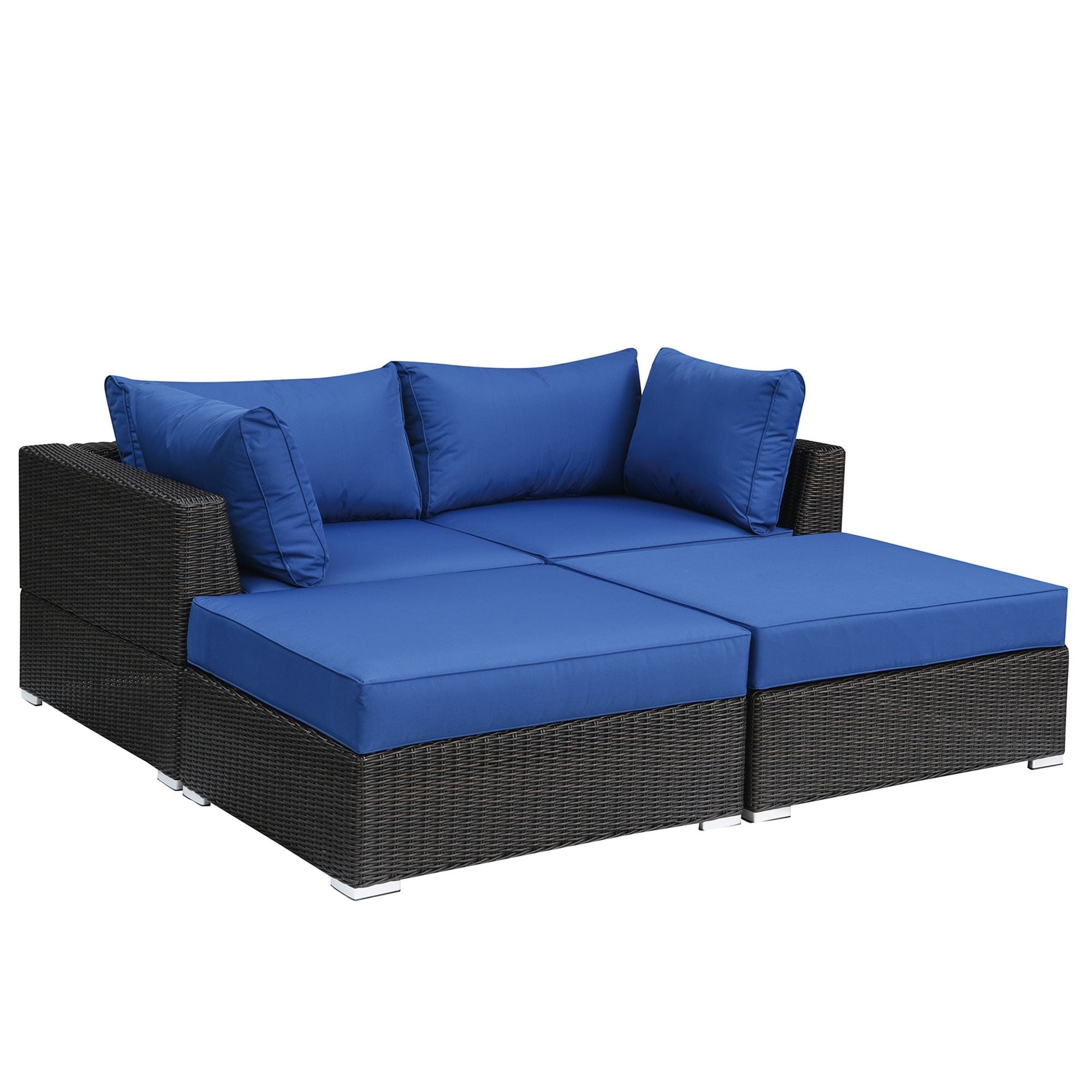 Poundex Furntiure Wicker-fabric Outdoor Loveseat 4-pc