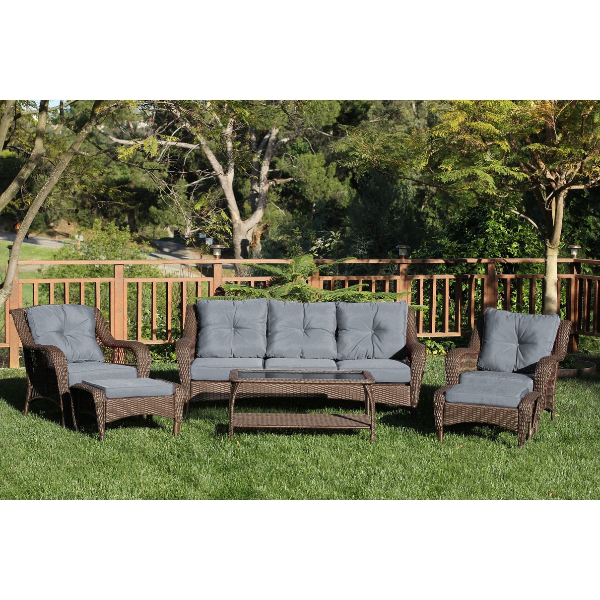 6-piece Resin Wicker Patio Furniture Conversation Set With High Back