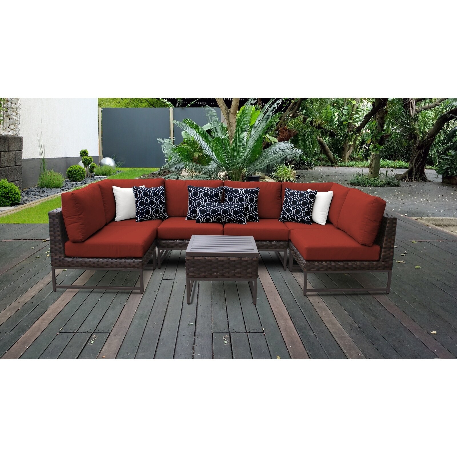 Amalfi 7 Piece Outdoor Wicker Patio Furniture Set 07c