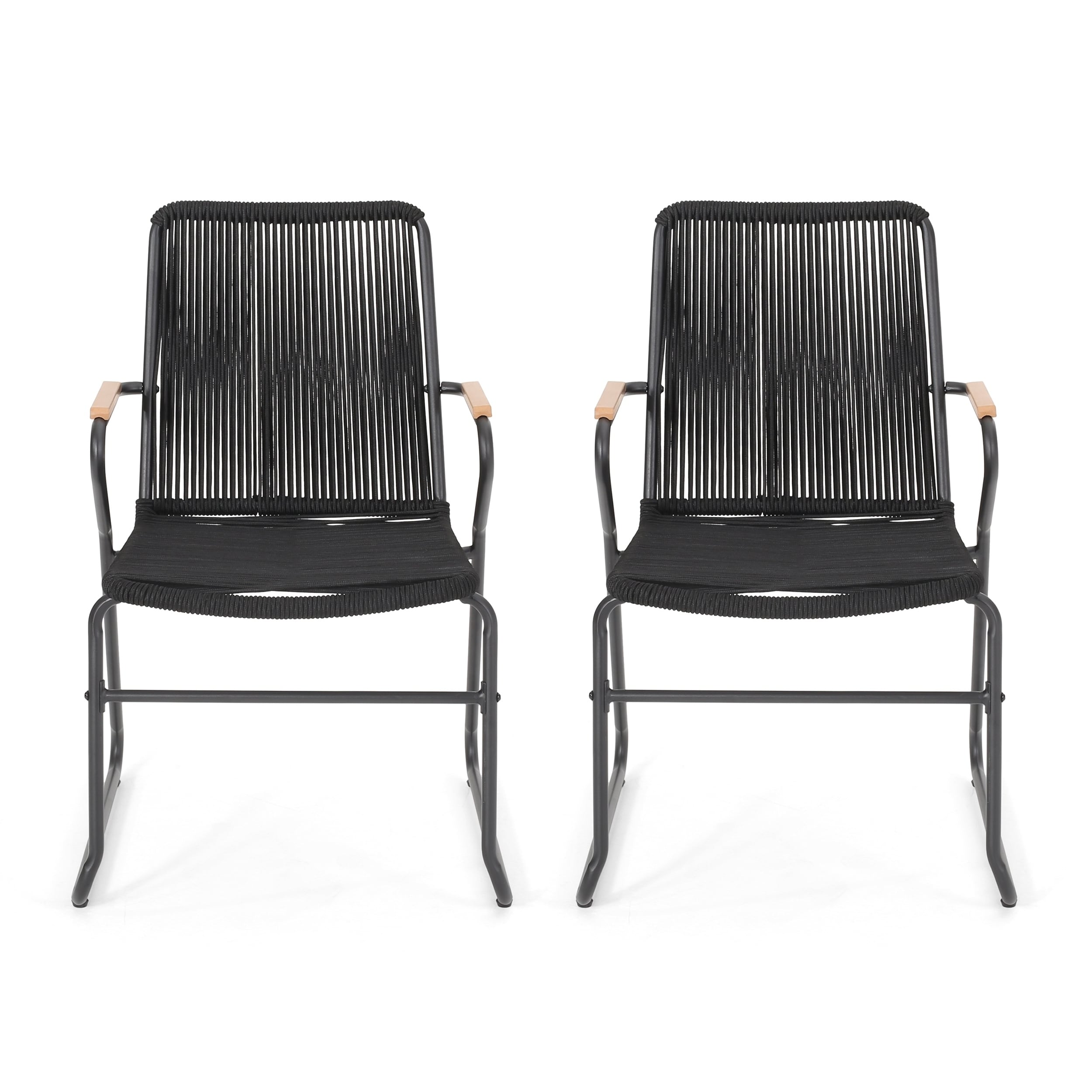 Moonstone Modern Outdoor Rope Weave Club Chair (set Of 2) By Christopher Knight Home