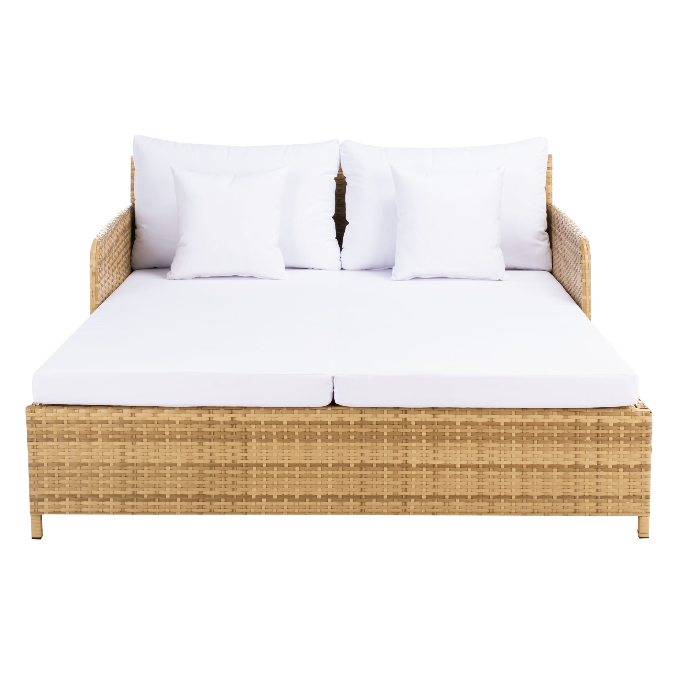 Safavieh Outdoor Cadeo Wicker Daybed With Pillows And Cushions